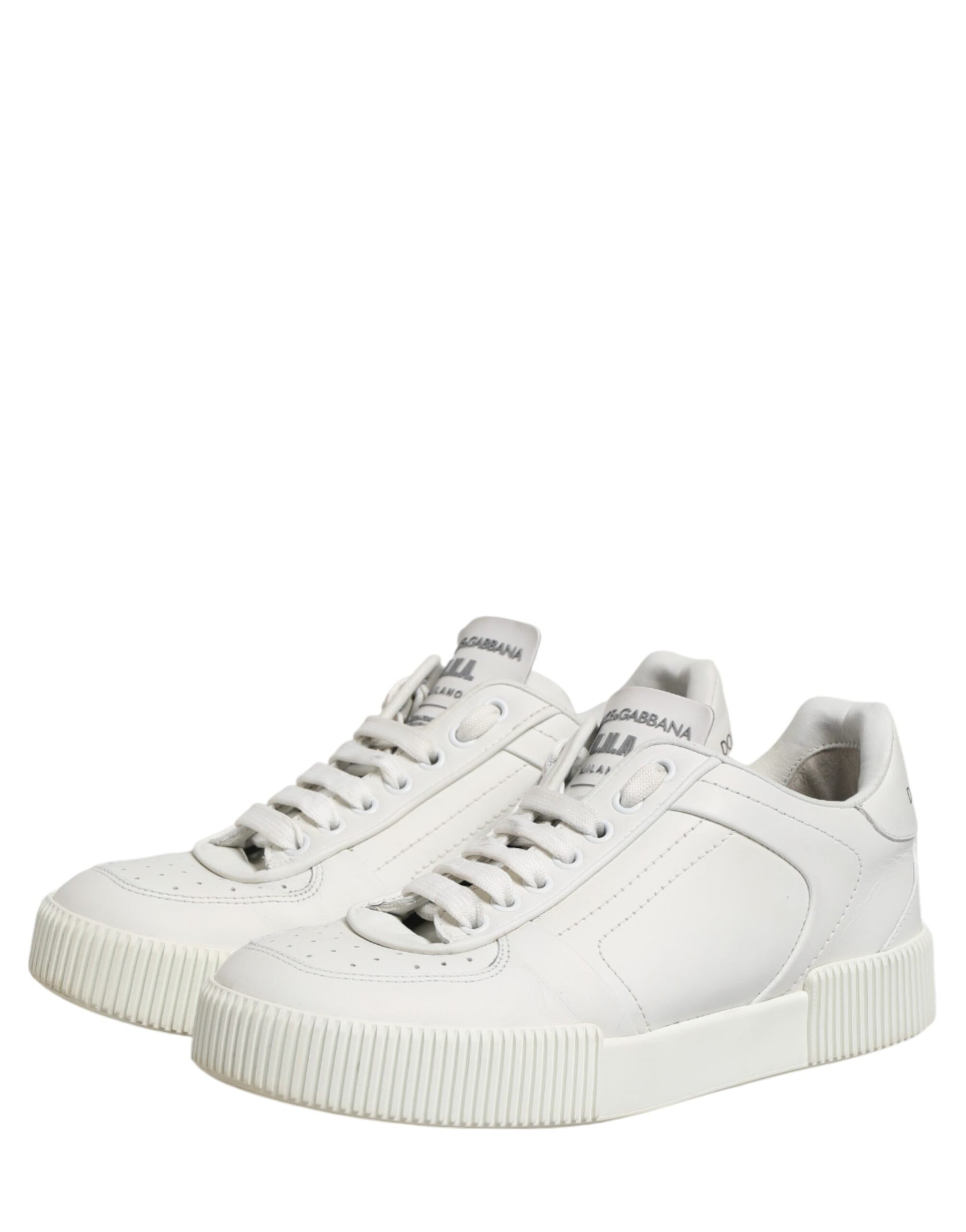 White sneakers with low top, laces, and a chunky sole