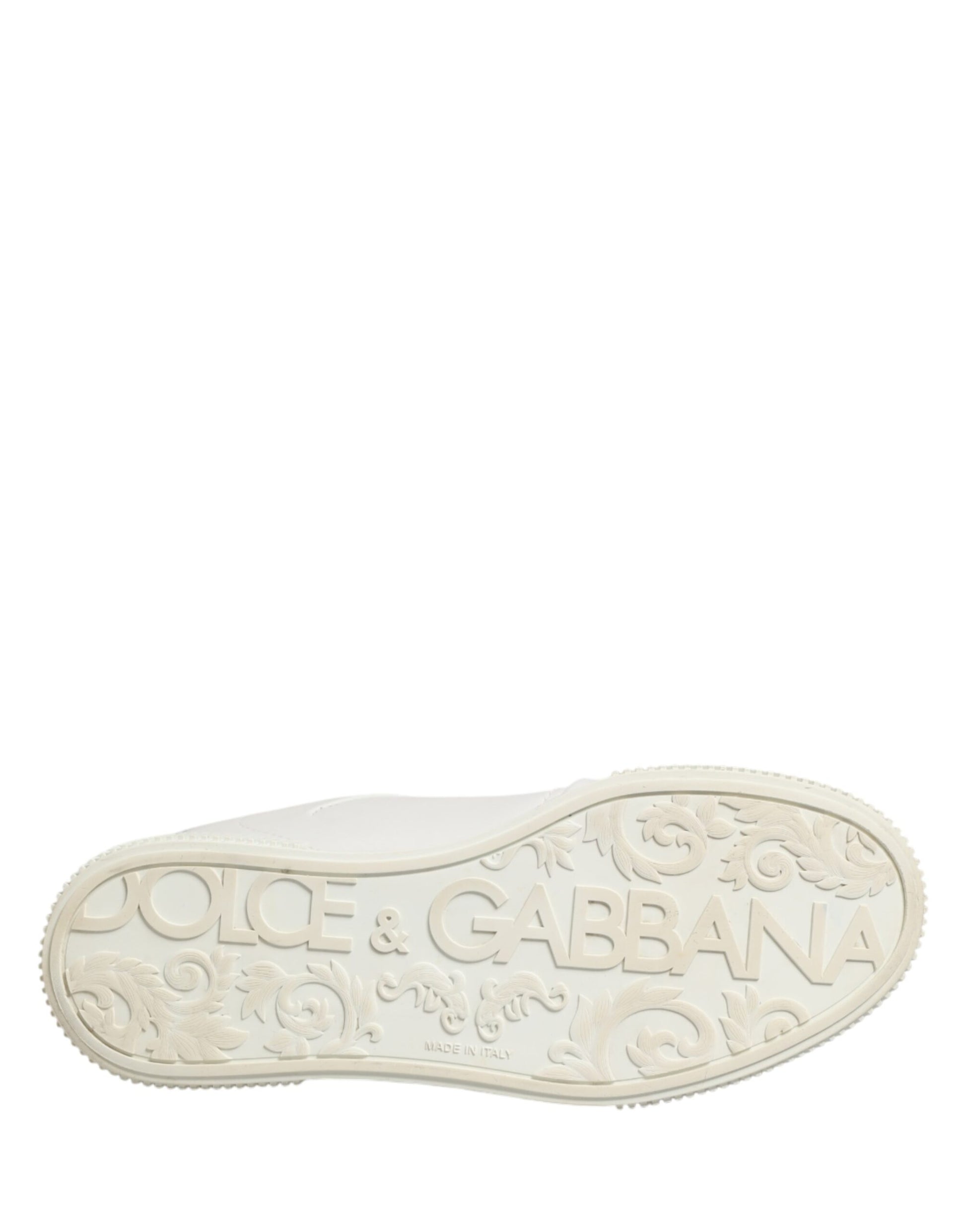 White slip-on shoe with embossed logo of Dolce & Gabbana