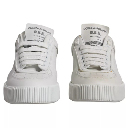 White sneakers with brand logo on tongue