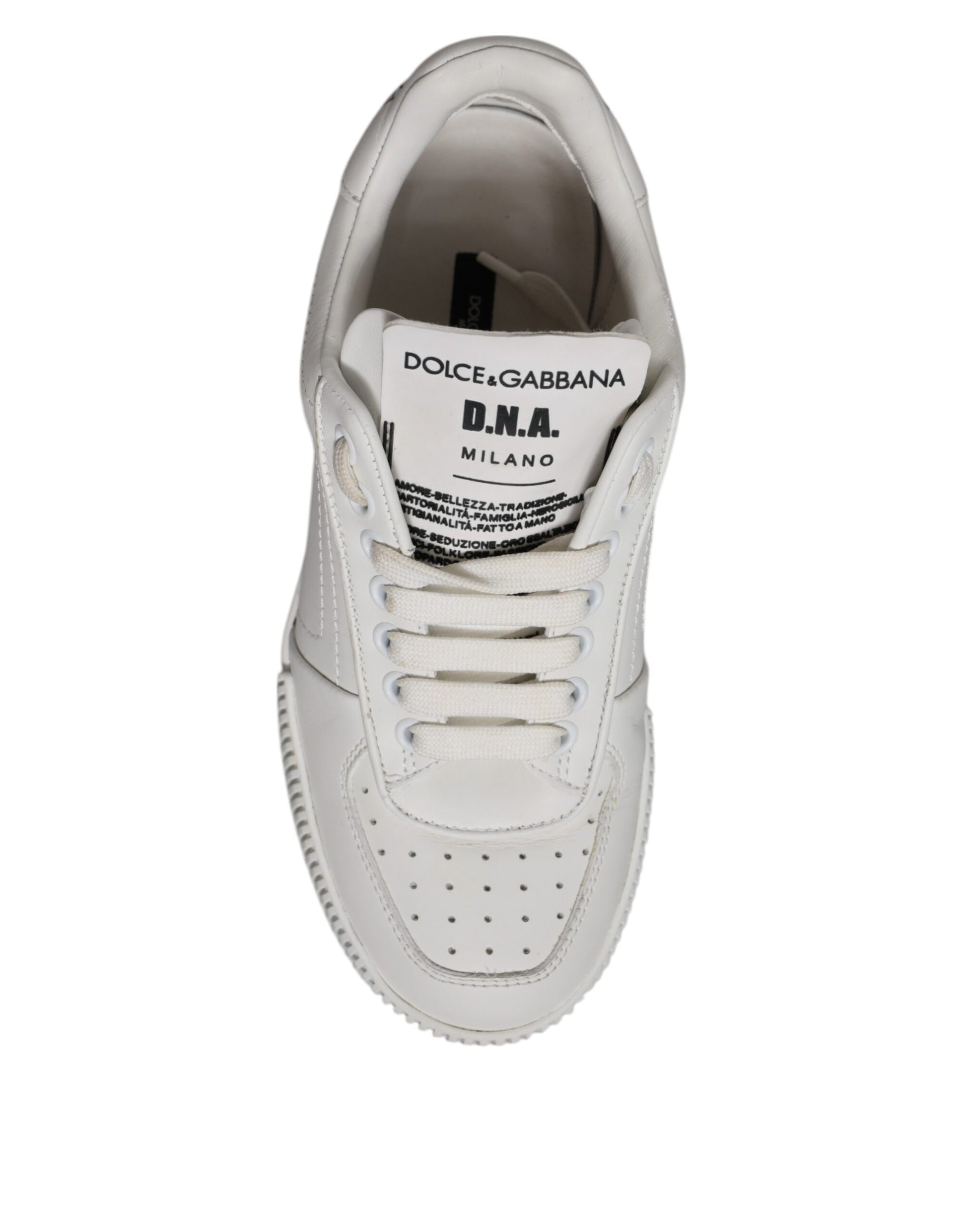 White sneaker with black laces