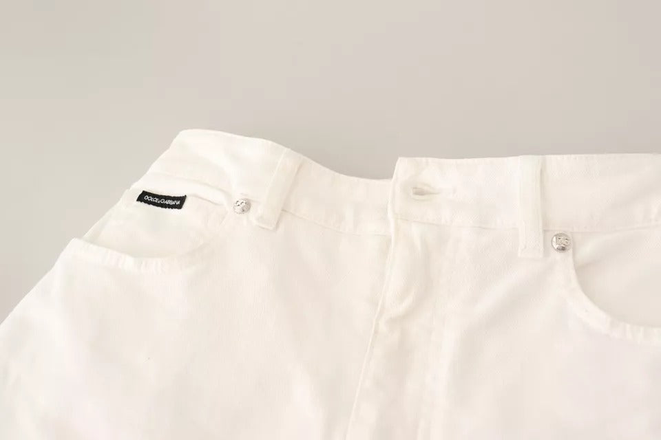 White denim jeans on a white background
