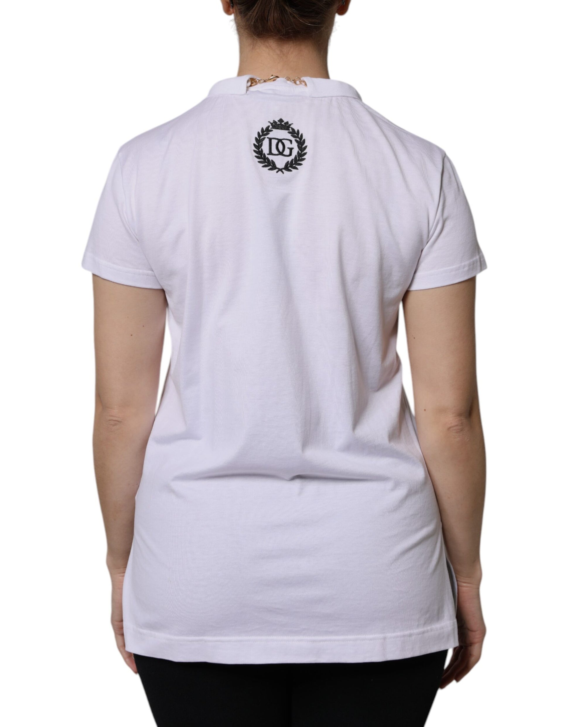 White t-shirt with logo on back