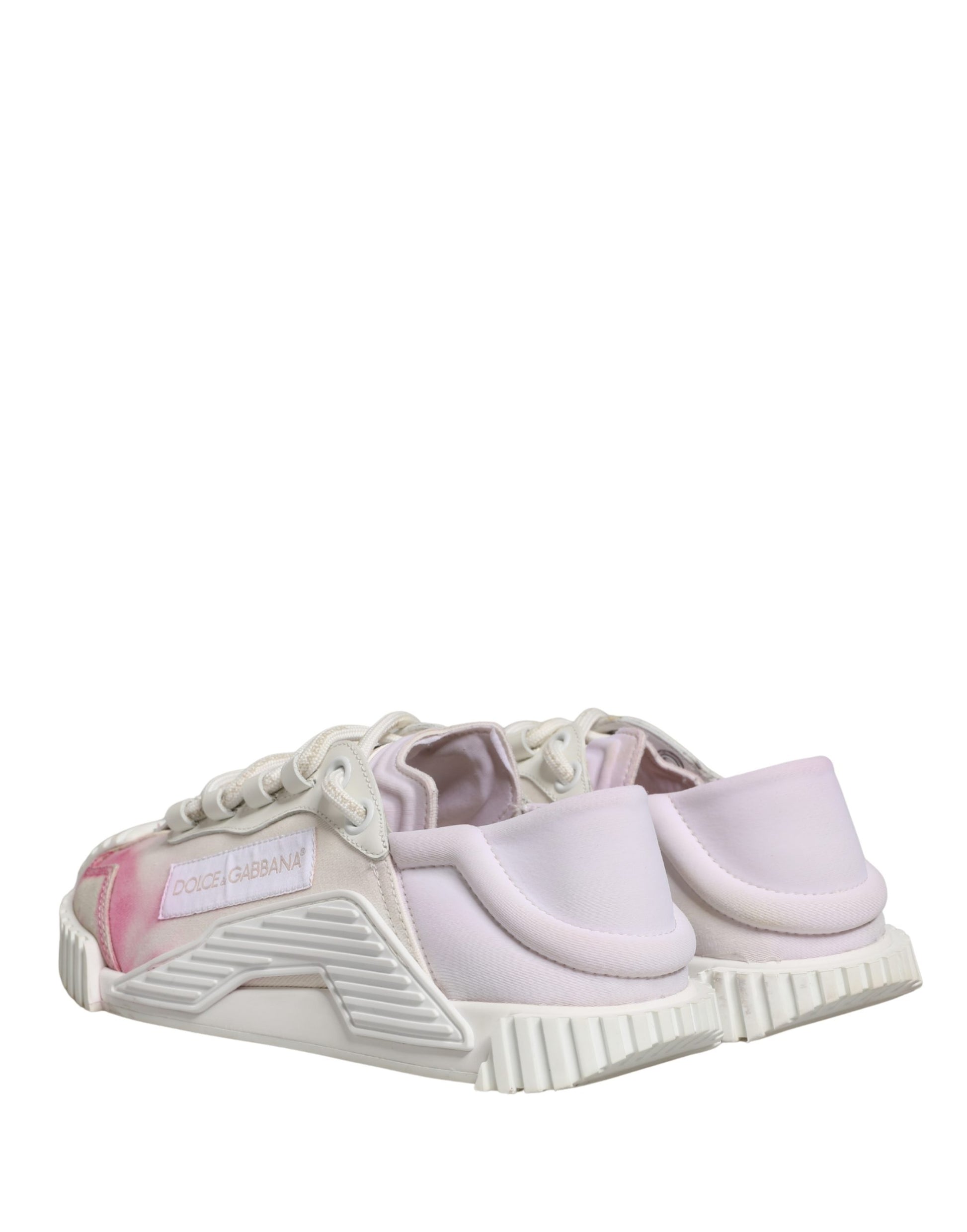 Pink lace-up sneakers with white soles, featuring a logo on the side