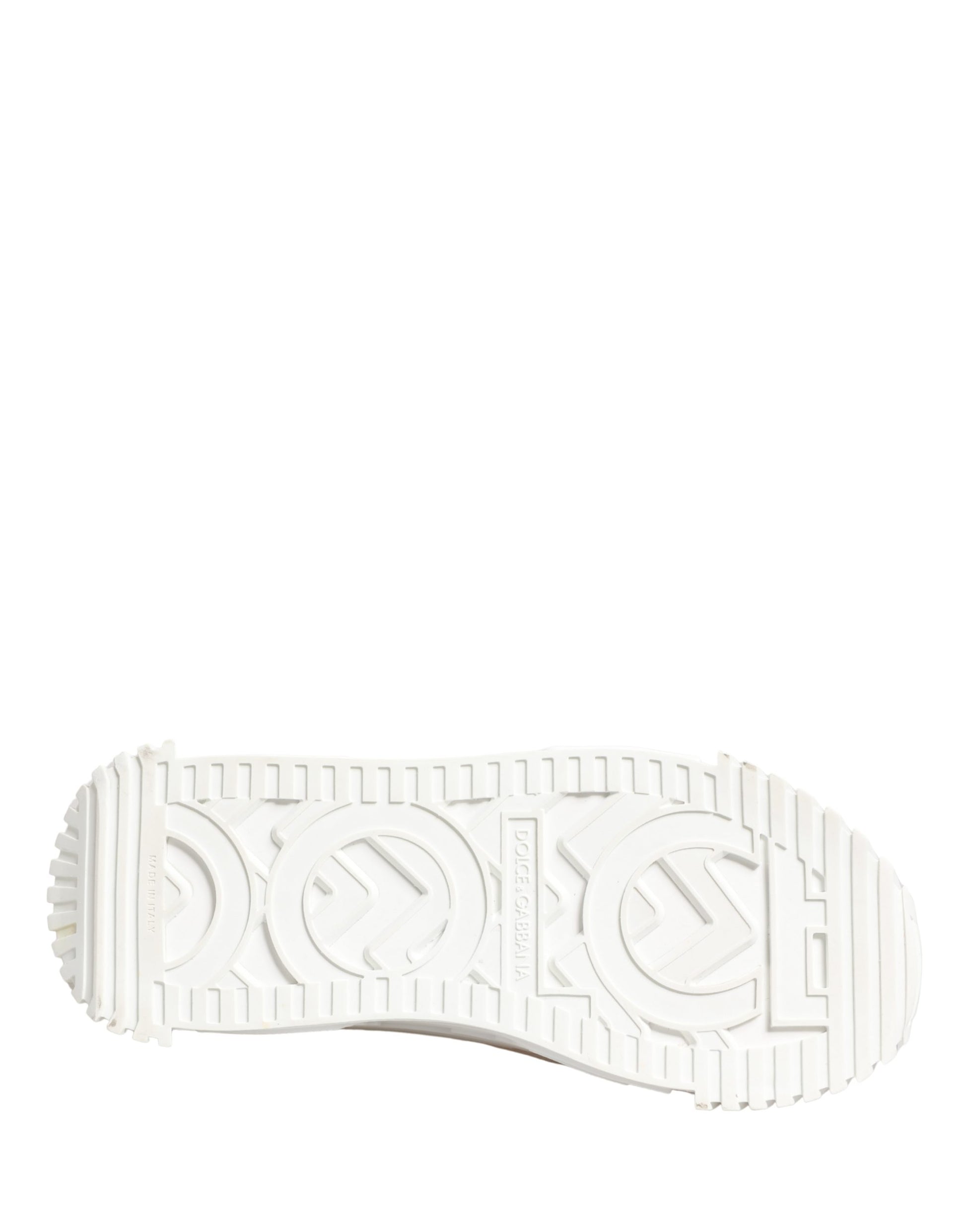 A single white sneaker with laces, featuring a logo on the side and a low top design
