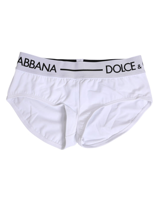 White nylon underwear with black logo waistband