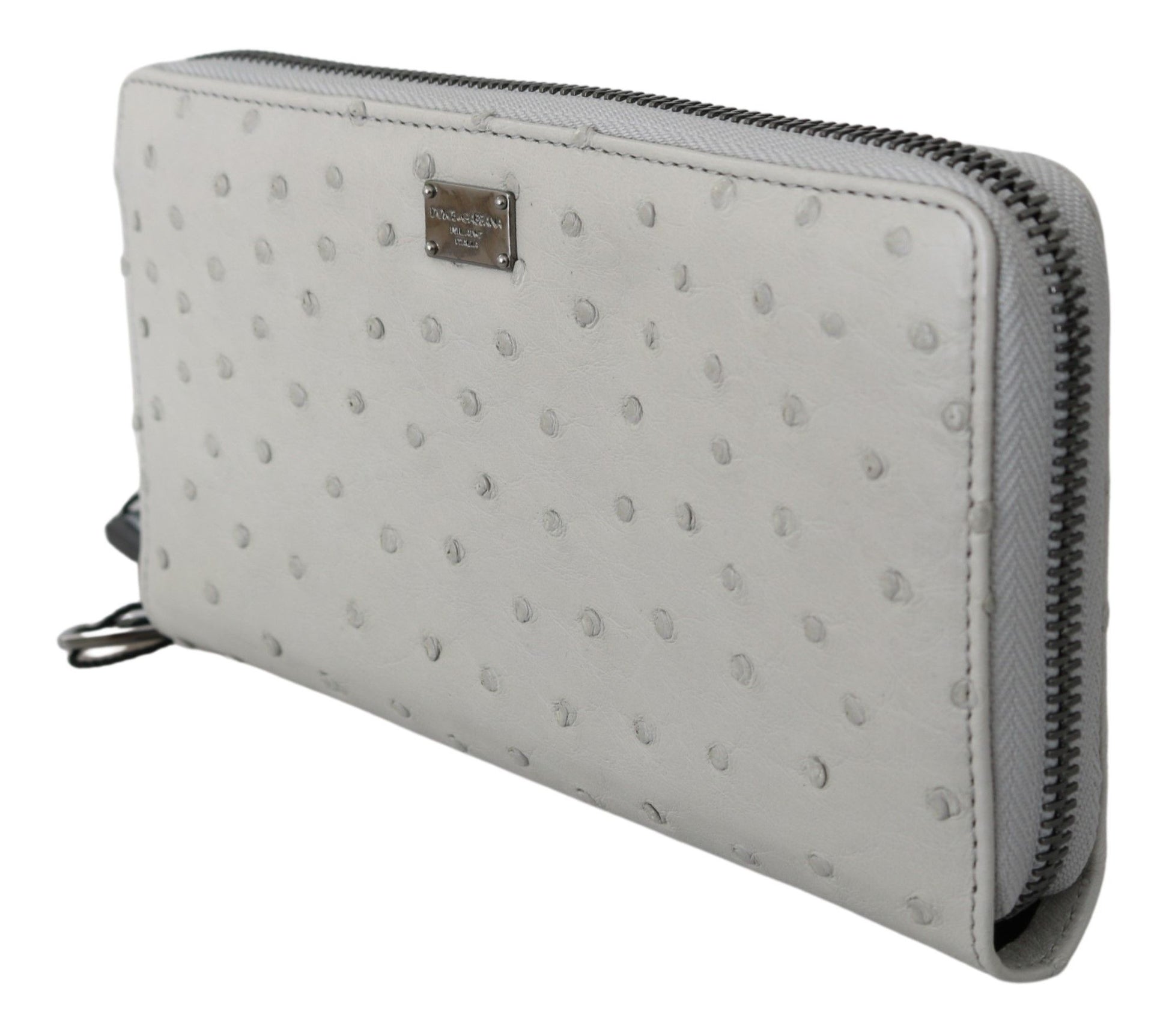 Grey fabric wallet with embossed dots
