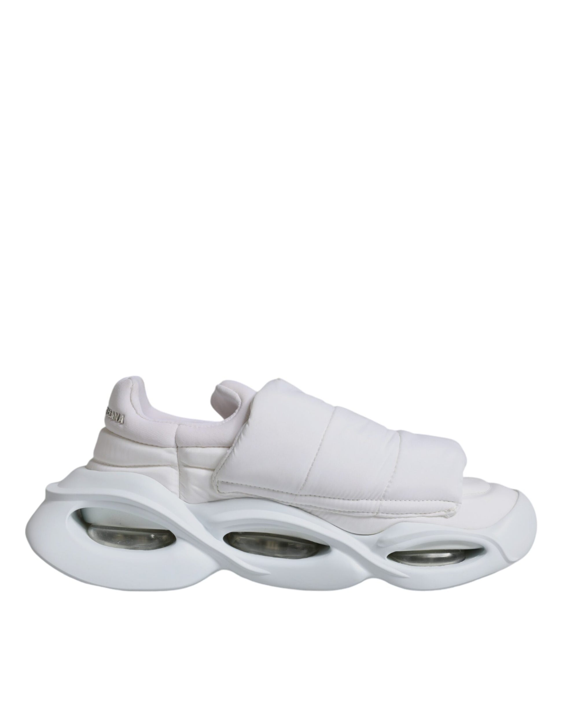 White padded fabric low top sneakers shoes with laces and three stripes on side