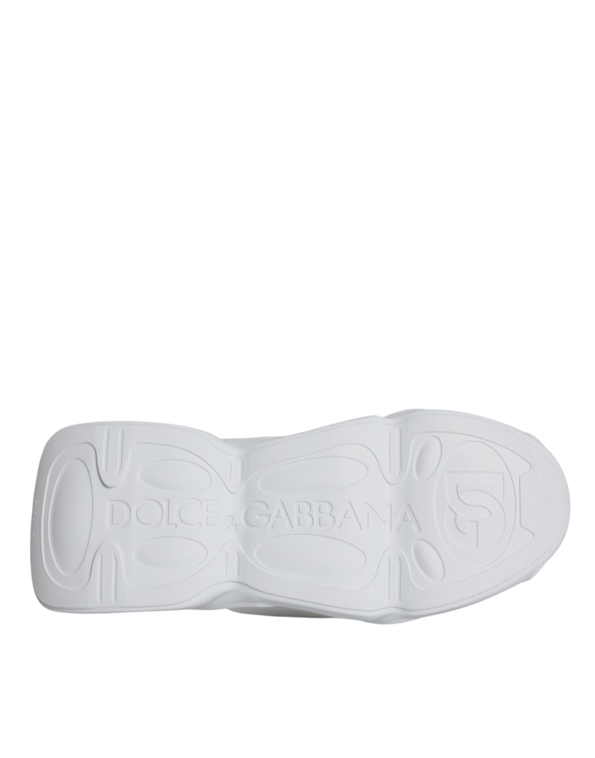 White shoe with black logo on side