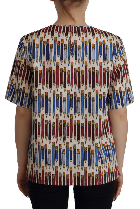 Colorful shirt with pencils pattern