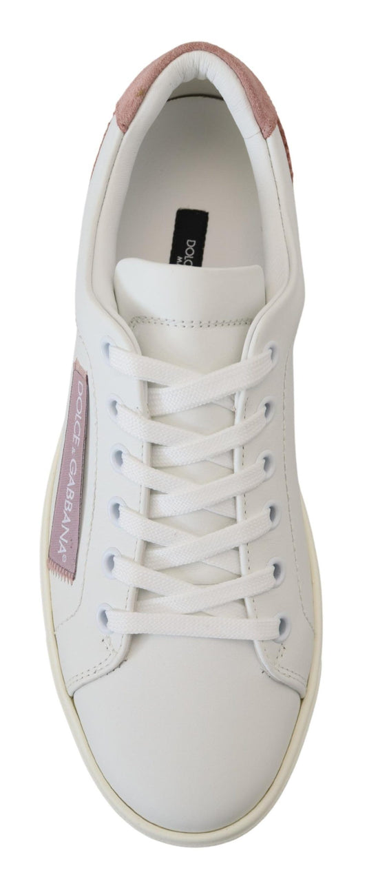 White sneaker with pink and white laces