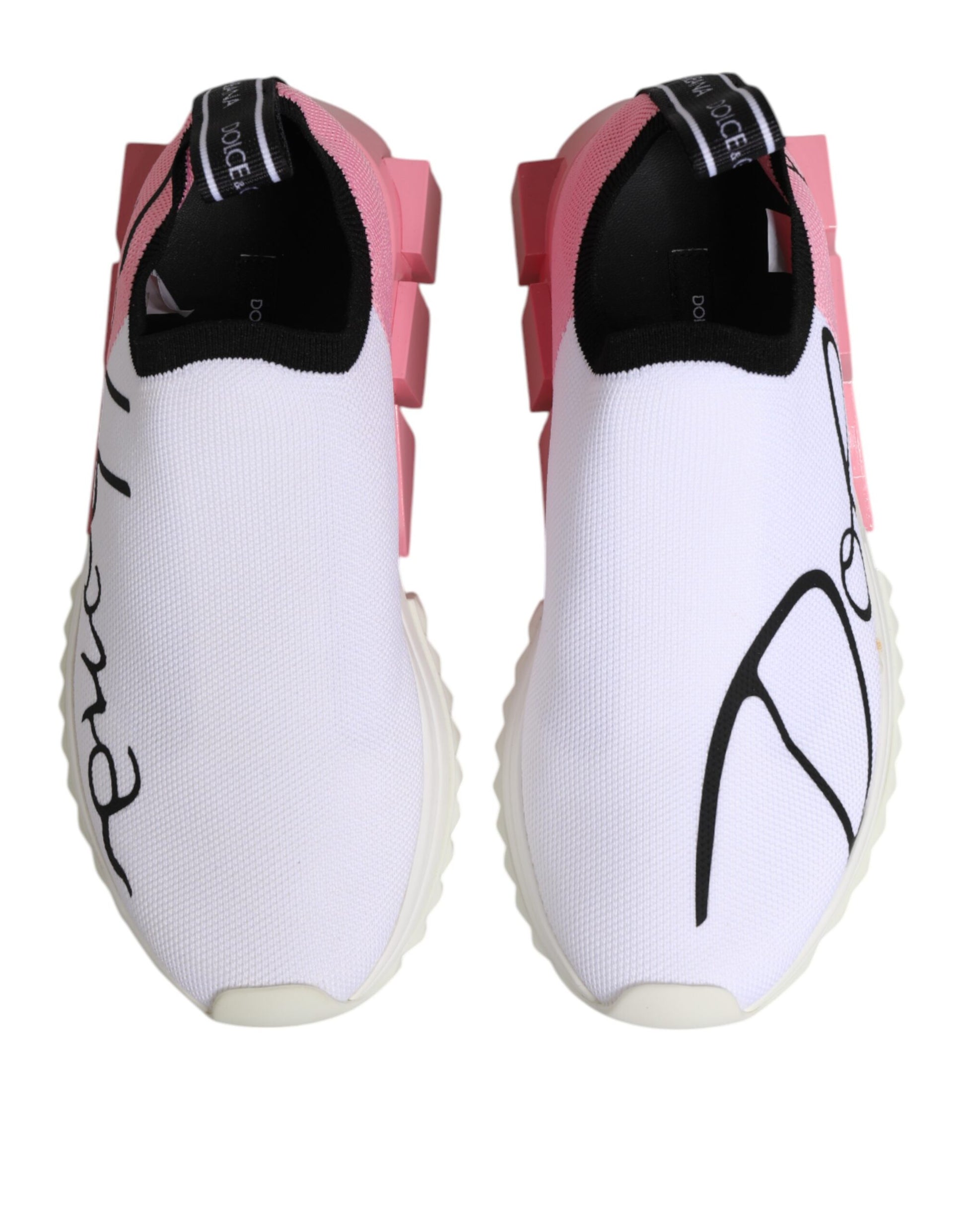 White pink low top sneakers with brand logo on side