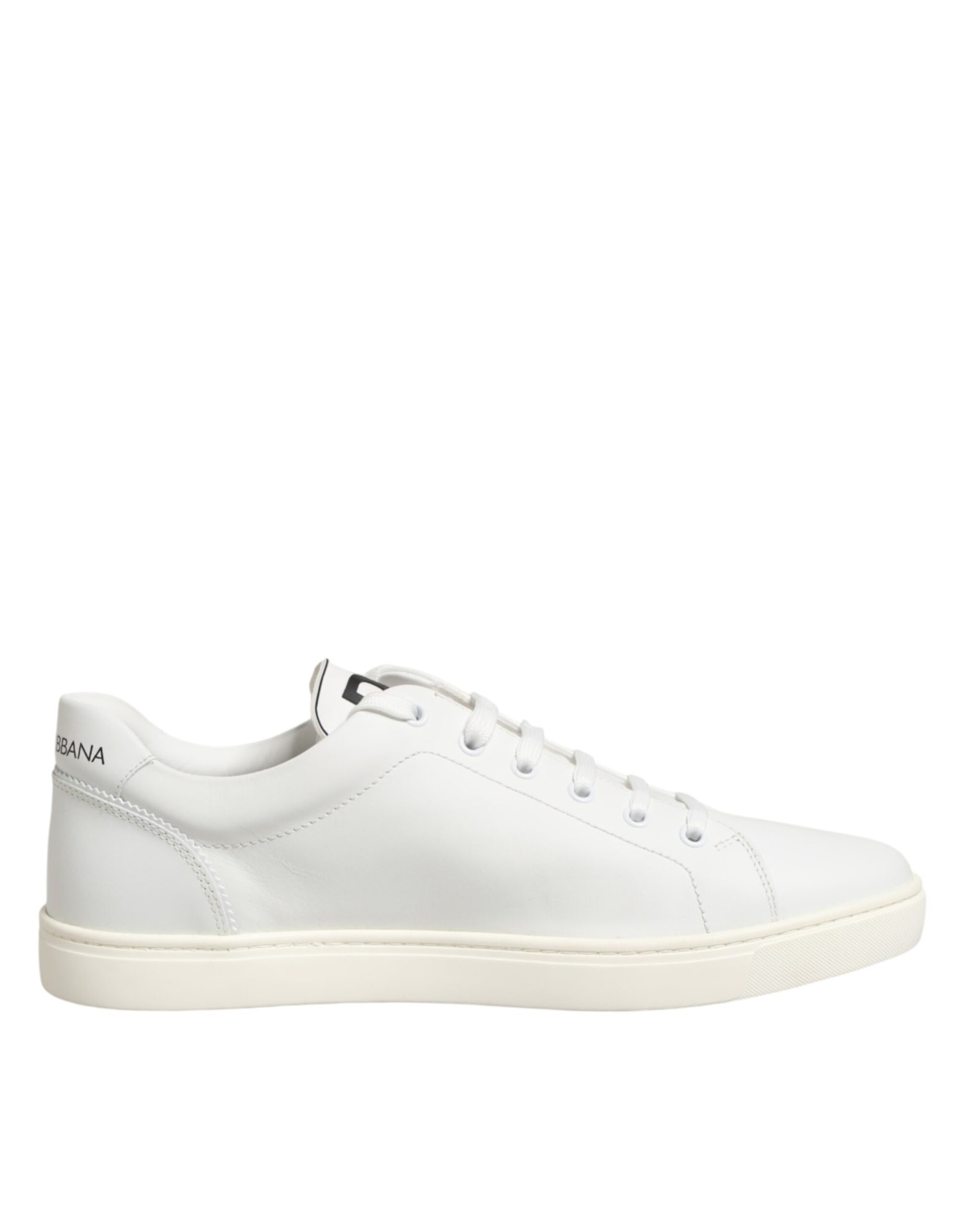 White sneaker with laces and a logo on the side
