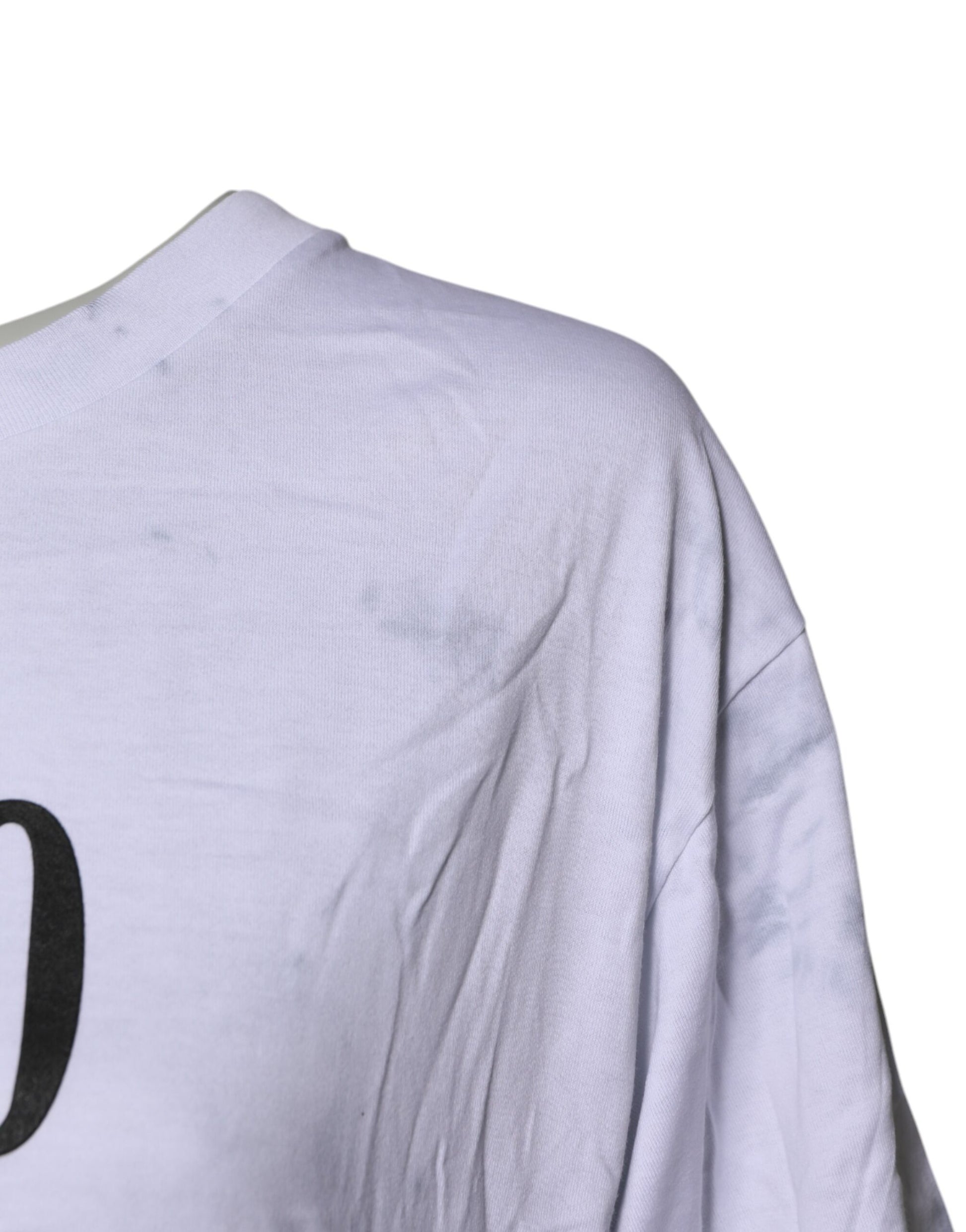 White long sleeve jersey with black number on back