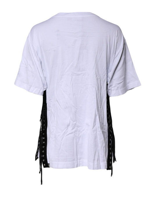 White shirt with black fringe details on back