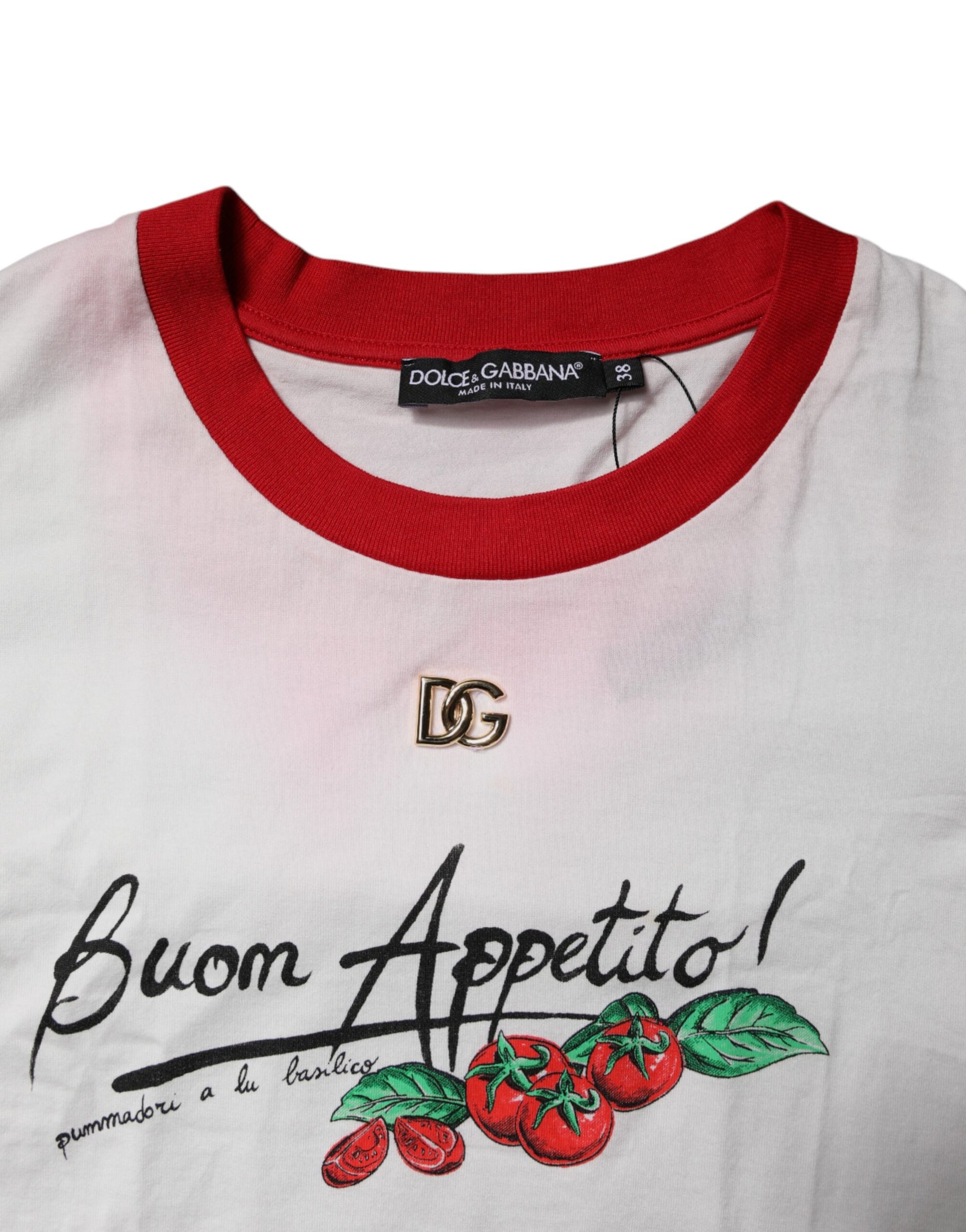Red and white shirt with strawberry design on front