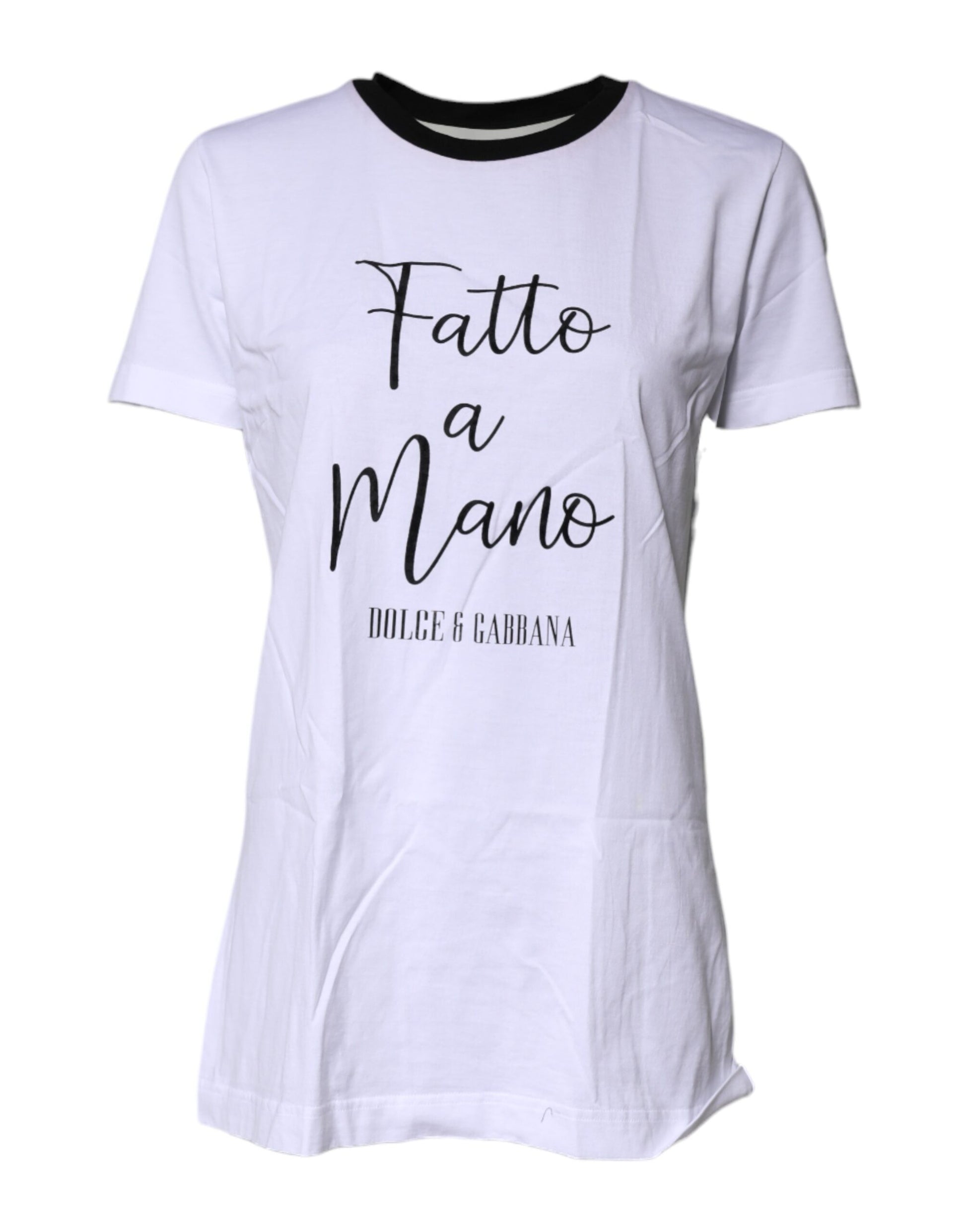 White t-shirt with black writing