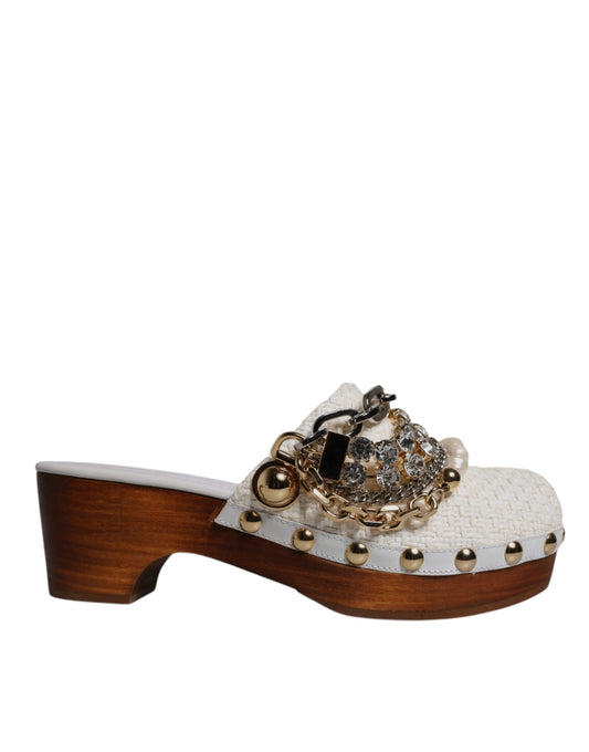 High heel sandal with embellishments on top