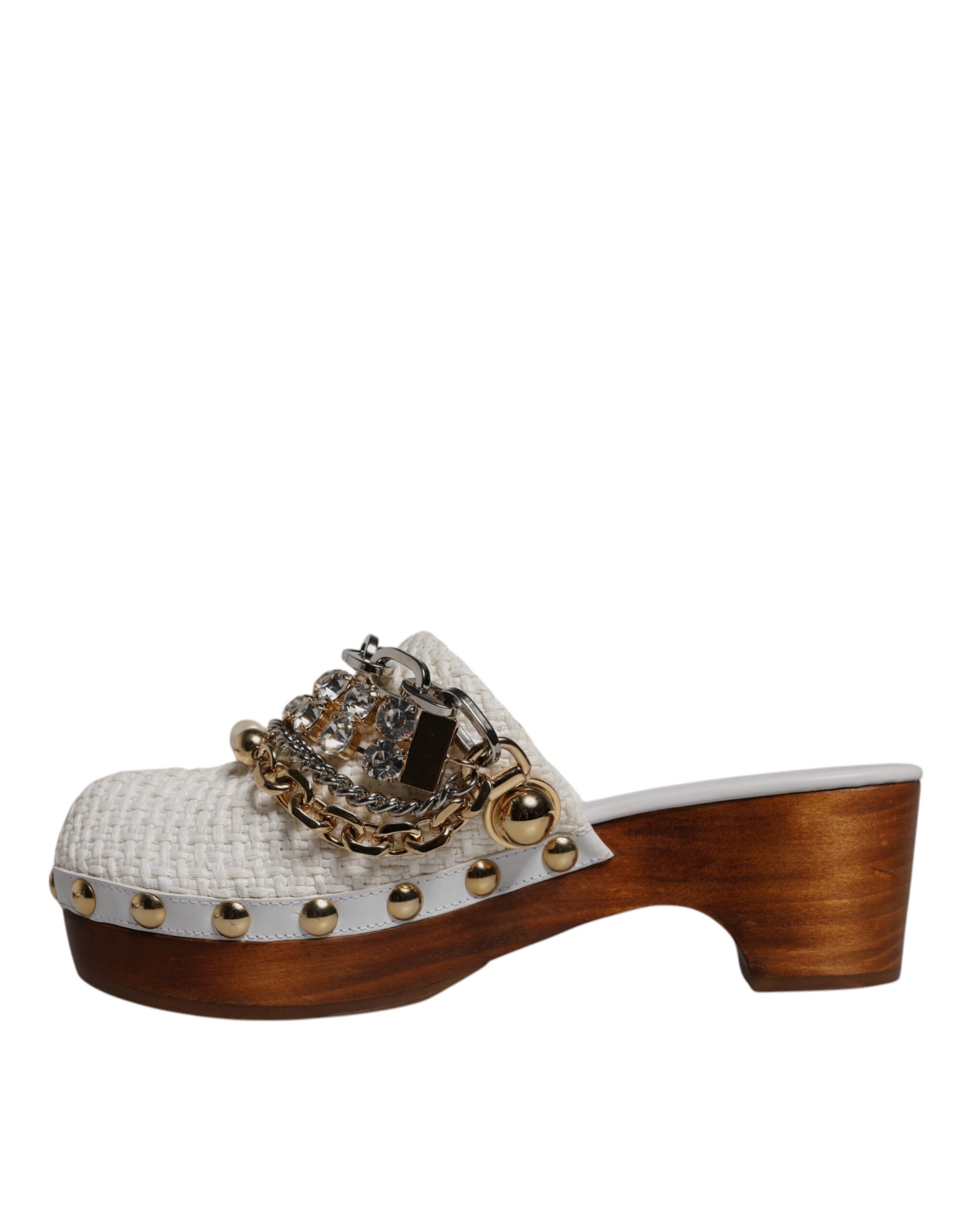 Brown shoe with embellishments on top