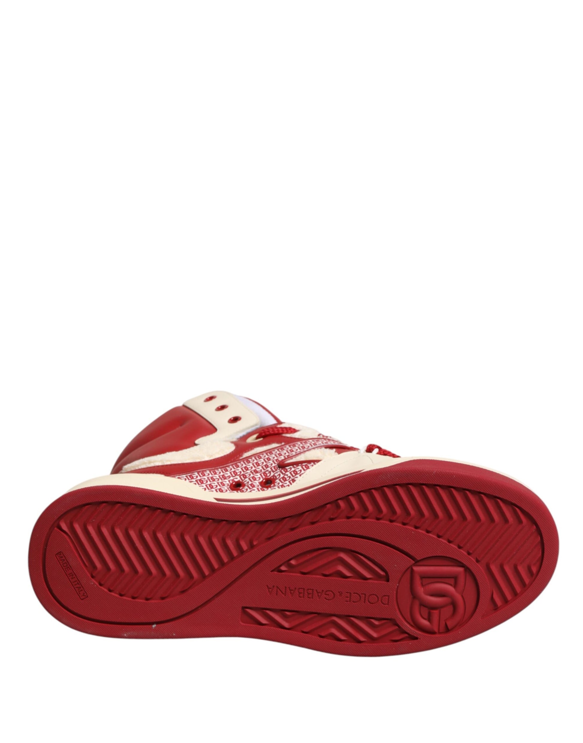Red shoe with white sole