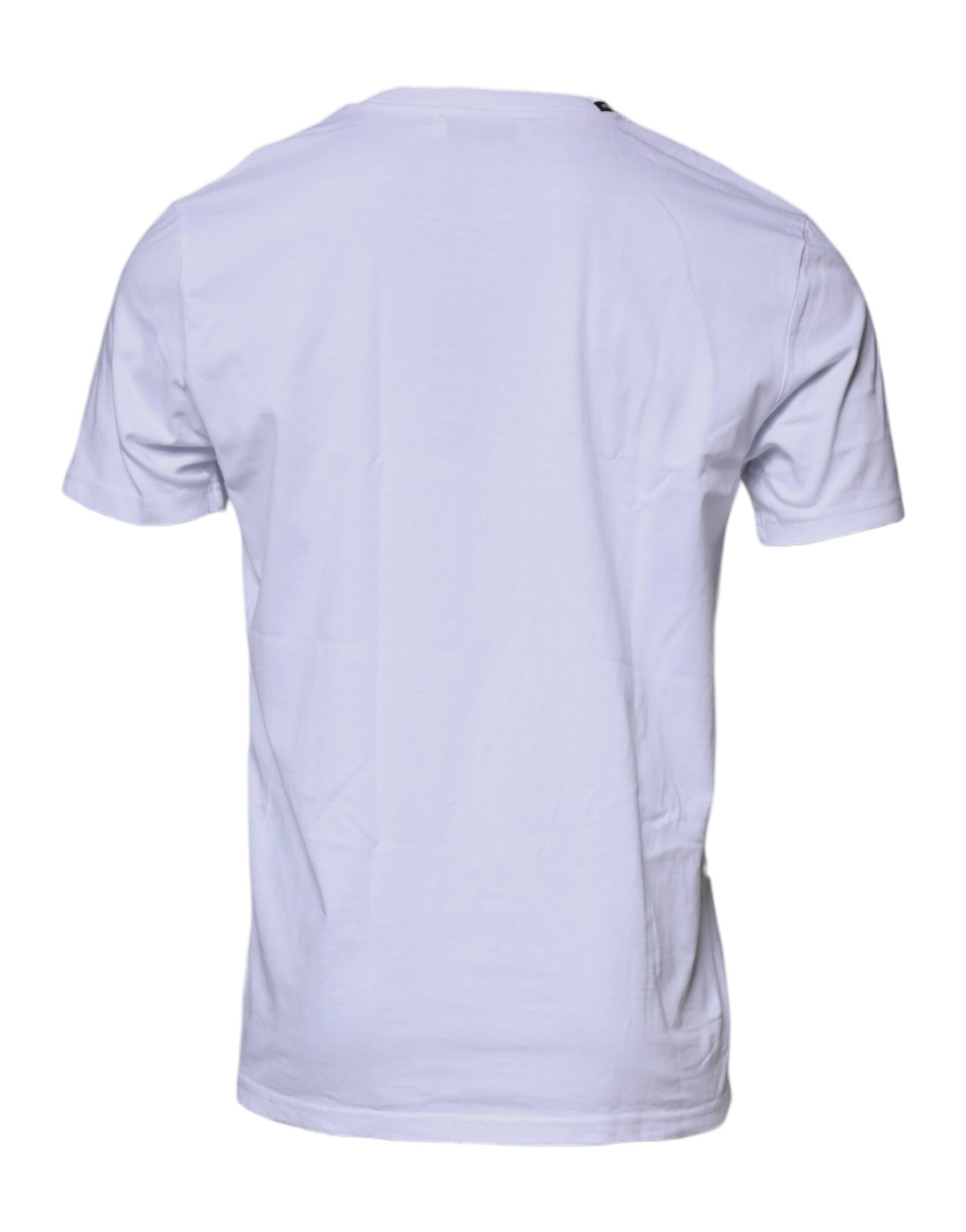 The back view of a plain white t-shirt
