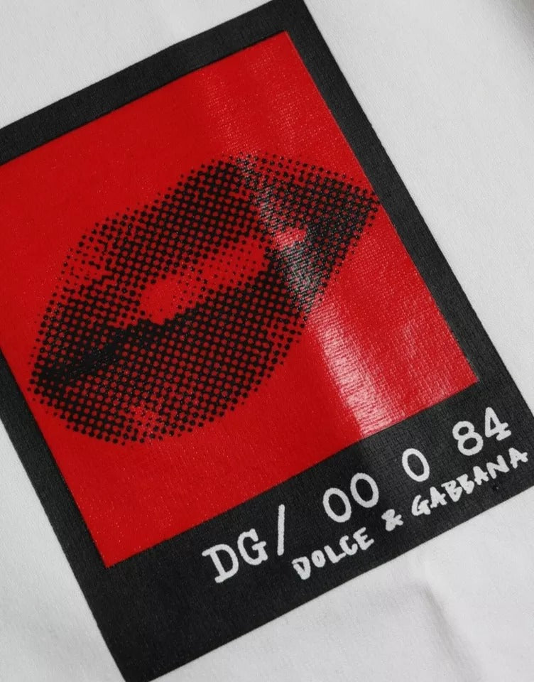 Red lips on white background