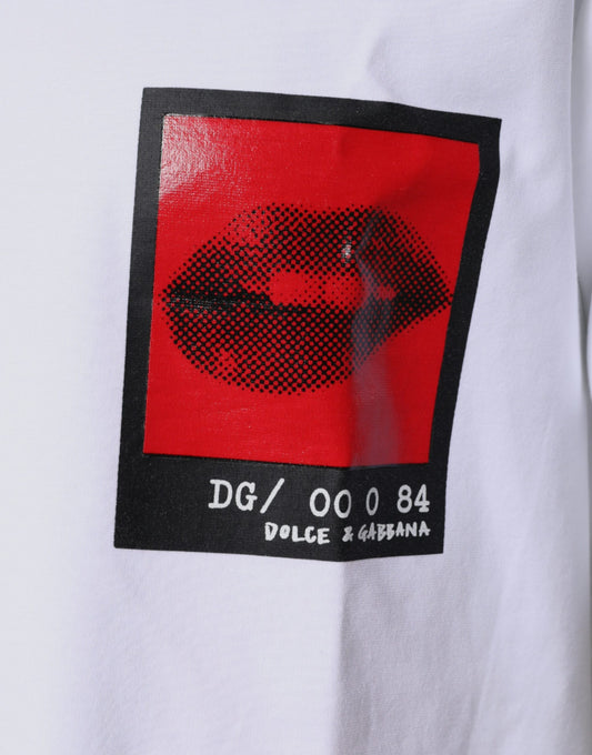 Red lips on white background