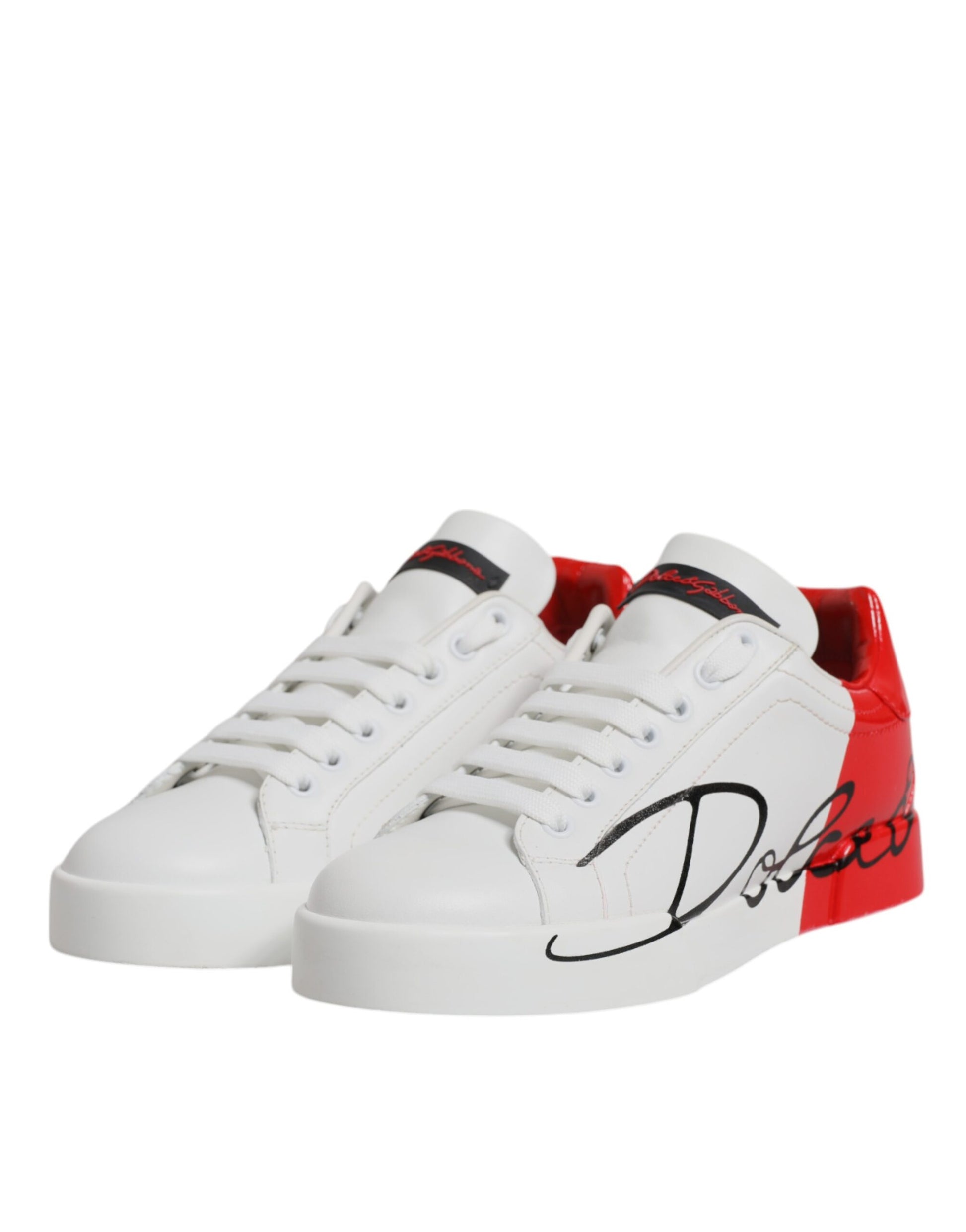 White sneakers with red accents