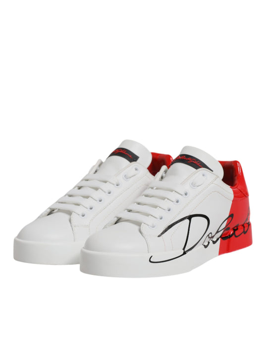 White sneakers with red accents