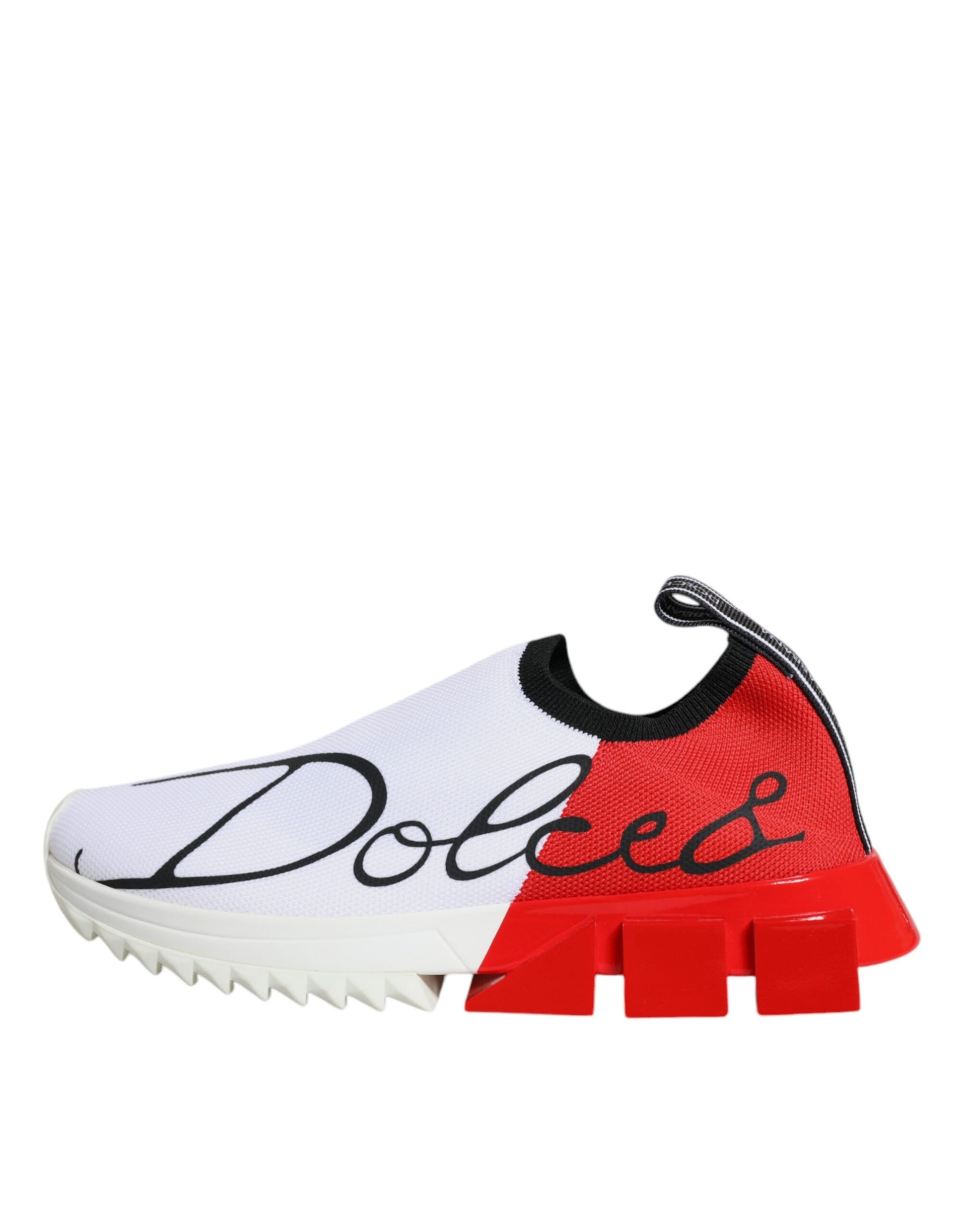 White red low top sneakers with black laces and logo on side