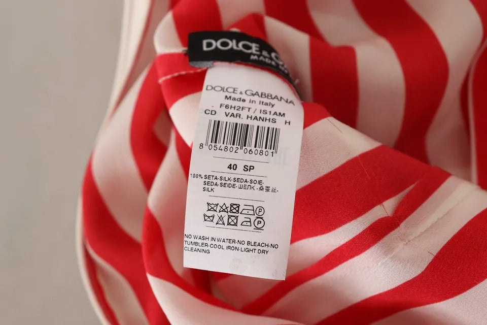 Red and white silk dress with a-line skirt, tagged by Dolce & Gabbana