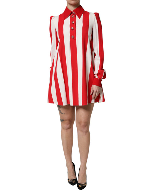A red and white striped mini dress with long sleeves from Dolce & Gabbana
