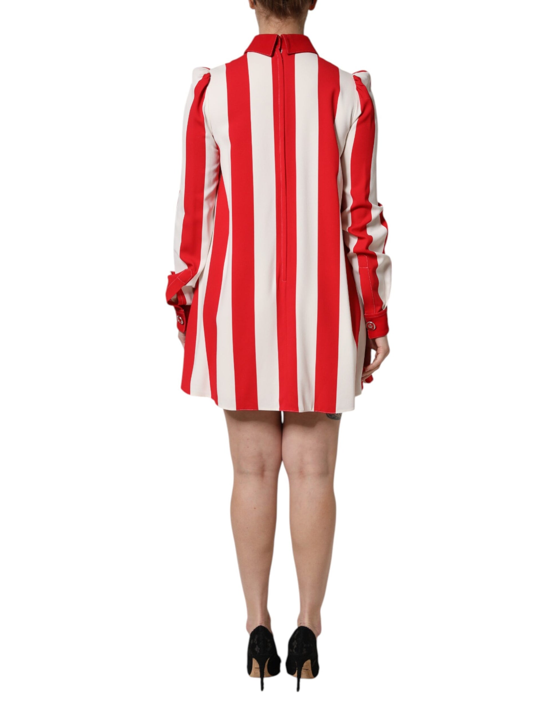 A red and white striped long sleeve mini dress from Dolce & Gabbana