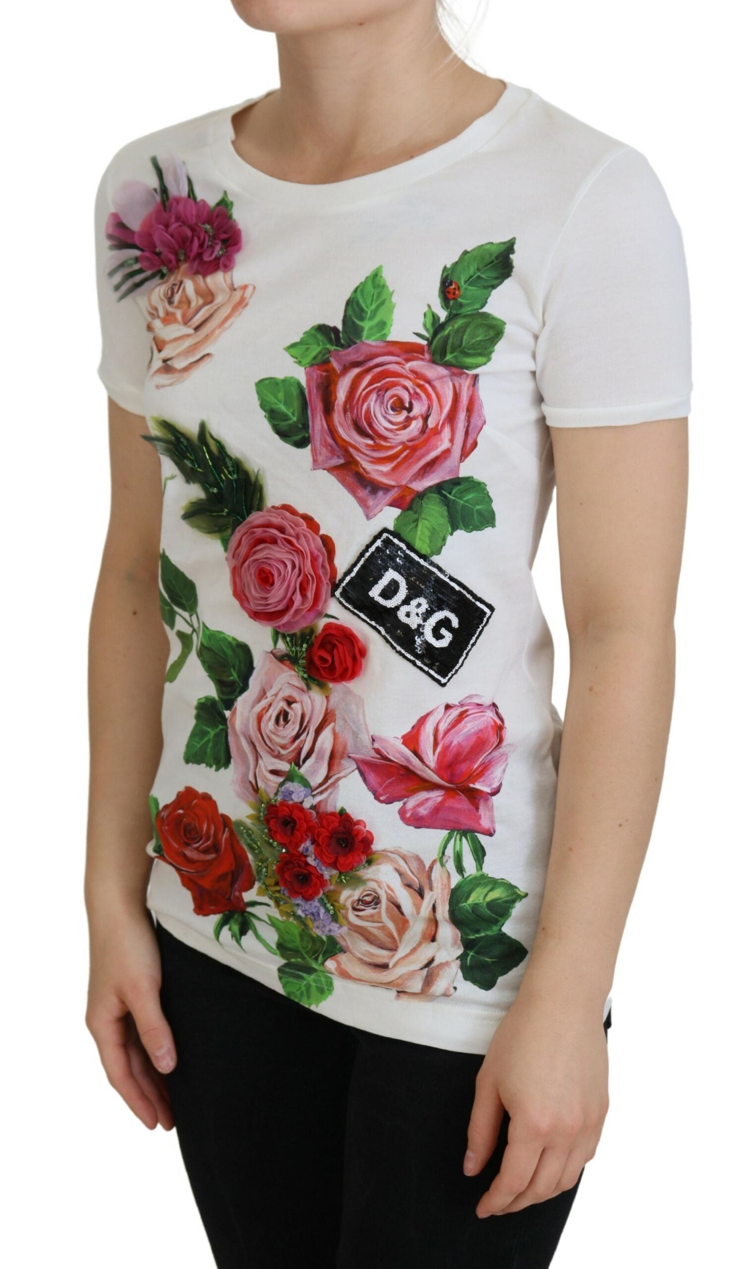 Floral print t-shirt on woman