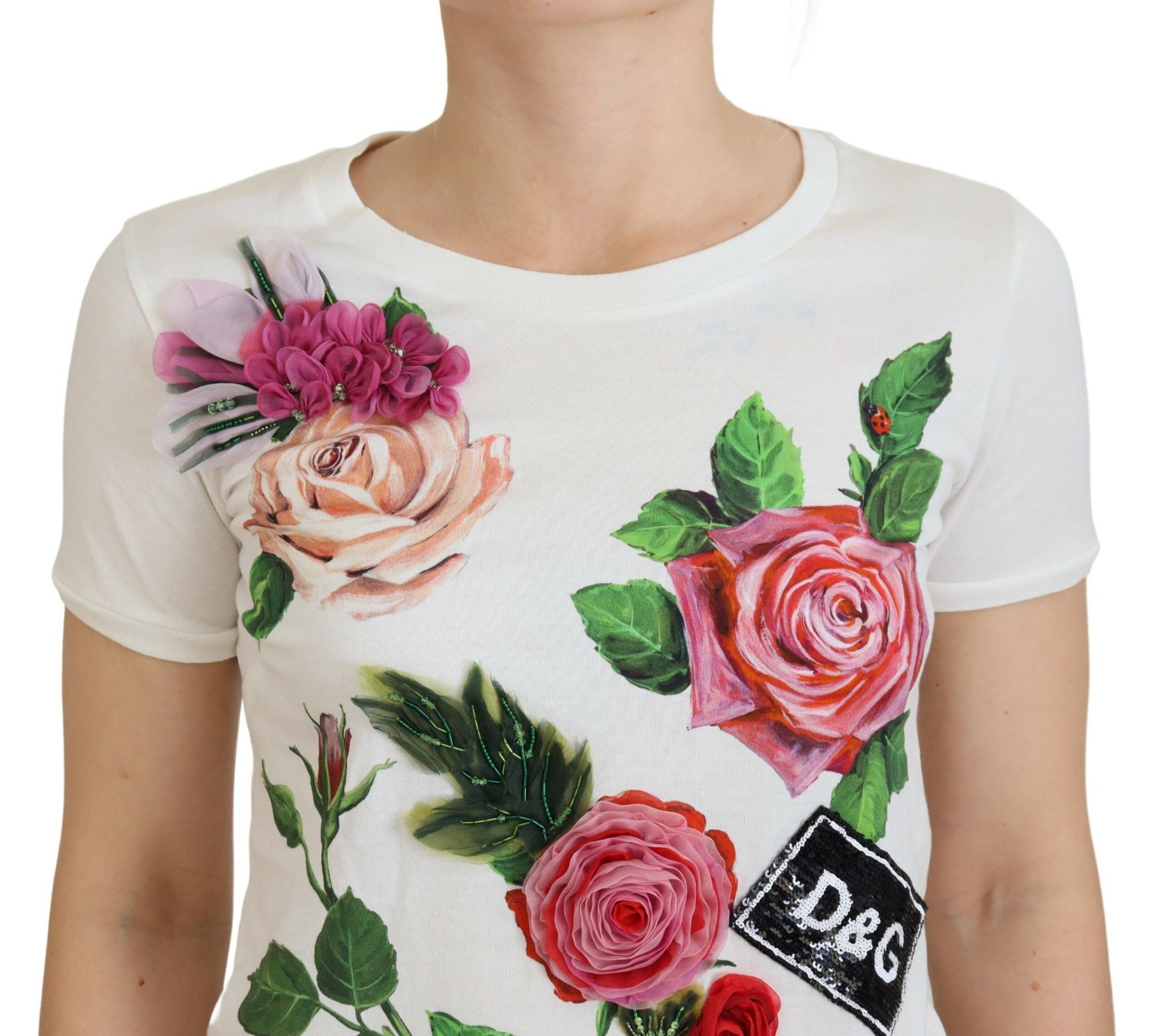 Floral print on a white t-shirt