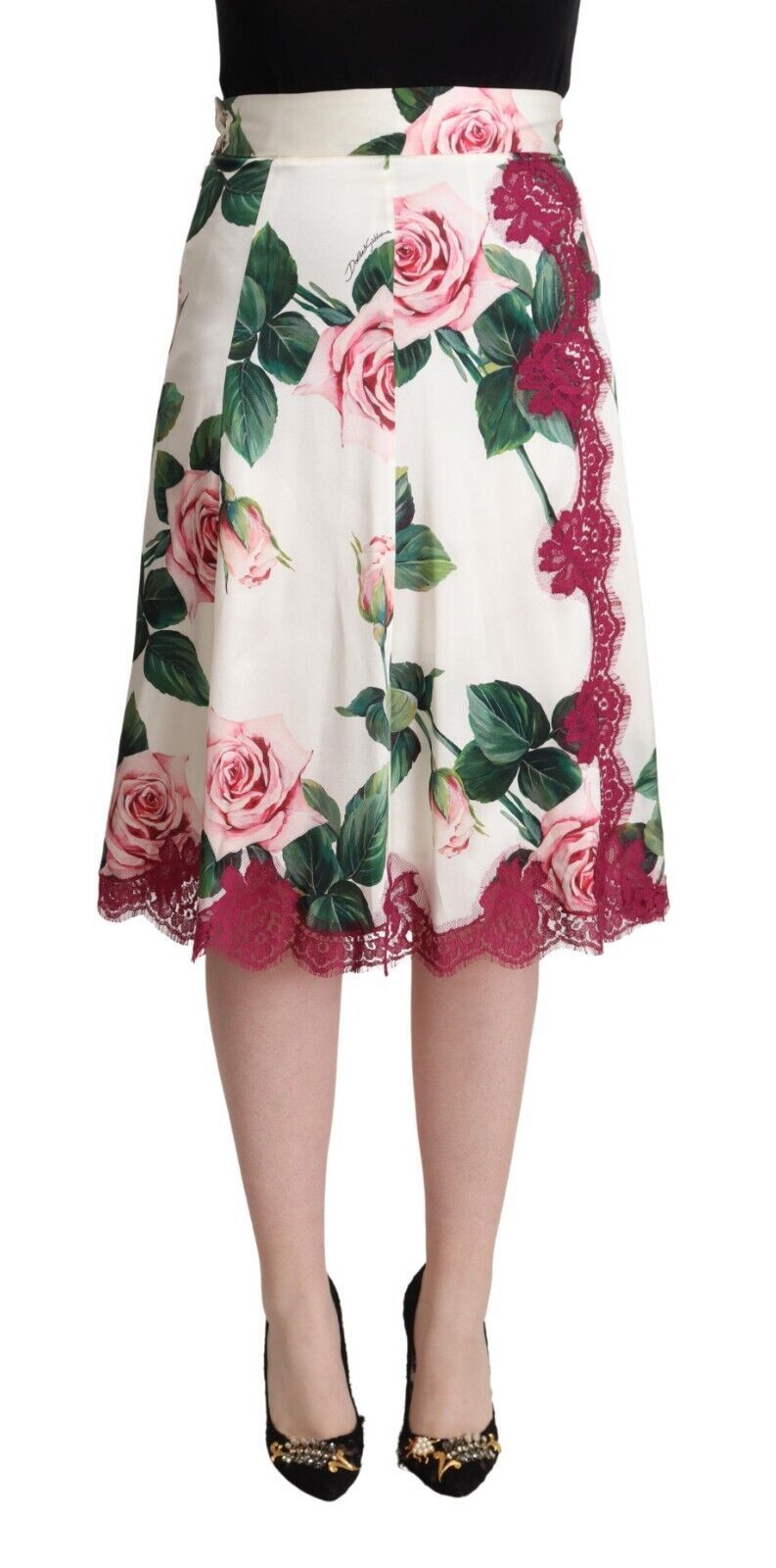 Floral patterned skirt with ruffled hem
