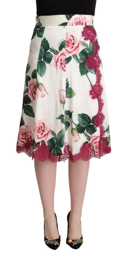 Floral patterned skirt with ruffled hem