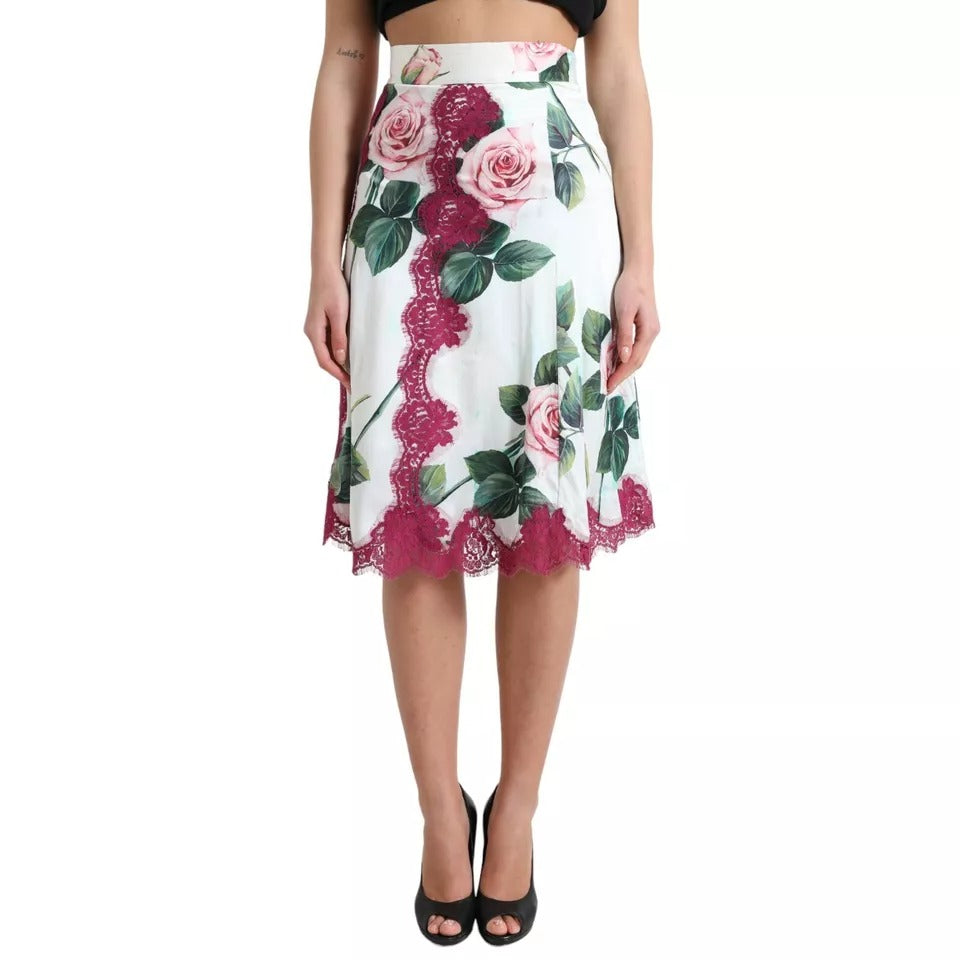 White skirt with floral pattern