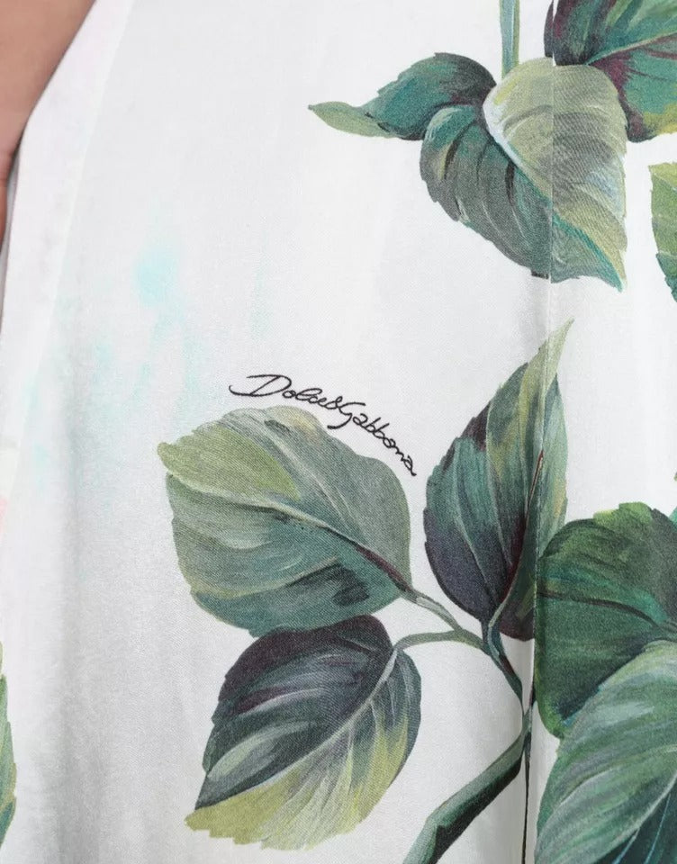 Green leaf pattern on fabric
