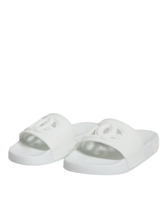 Pair of white sandals with clear soles