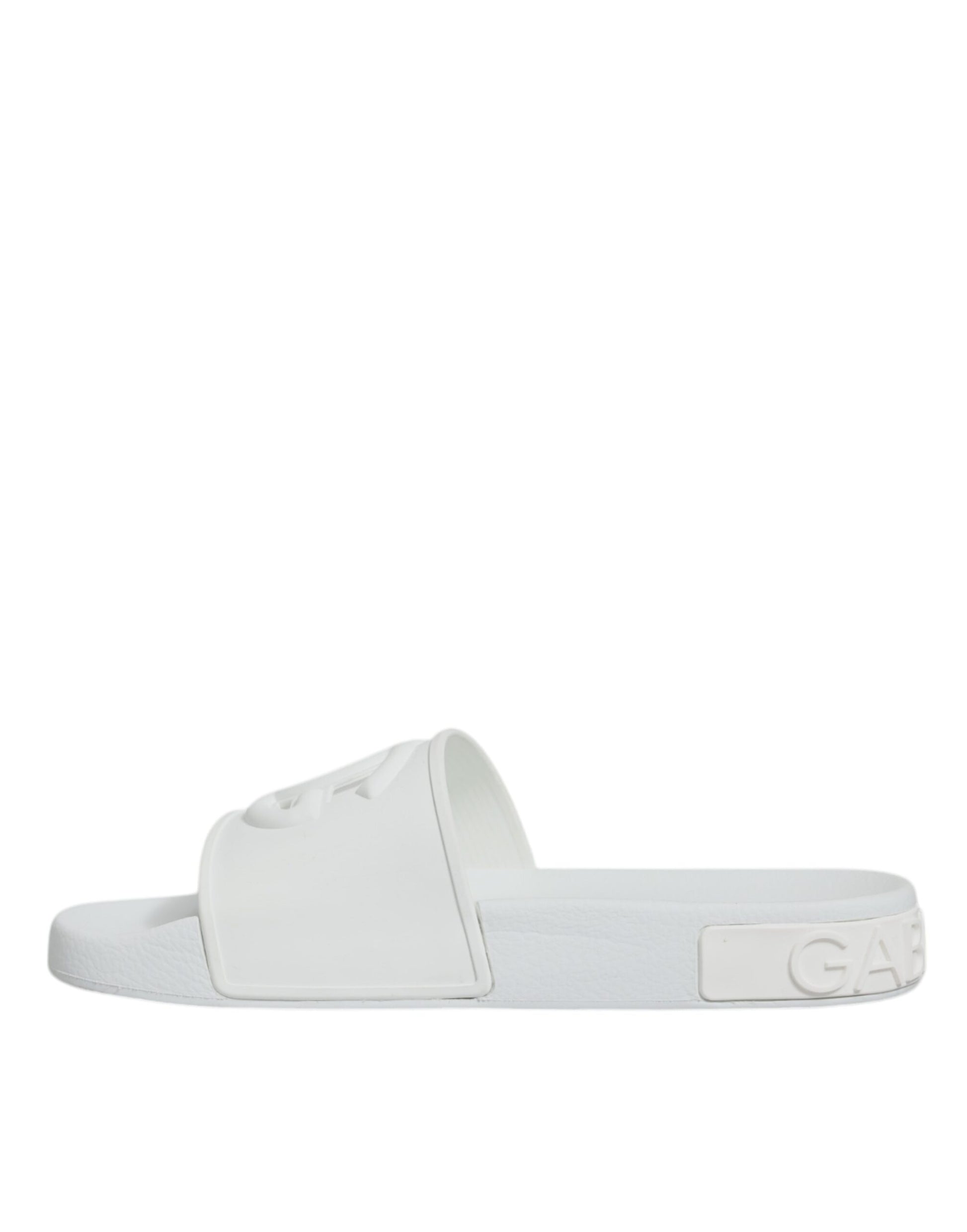 White sandal with logo on strap