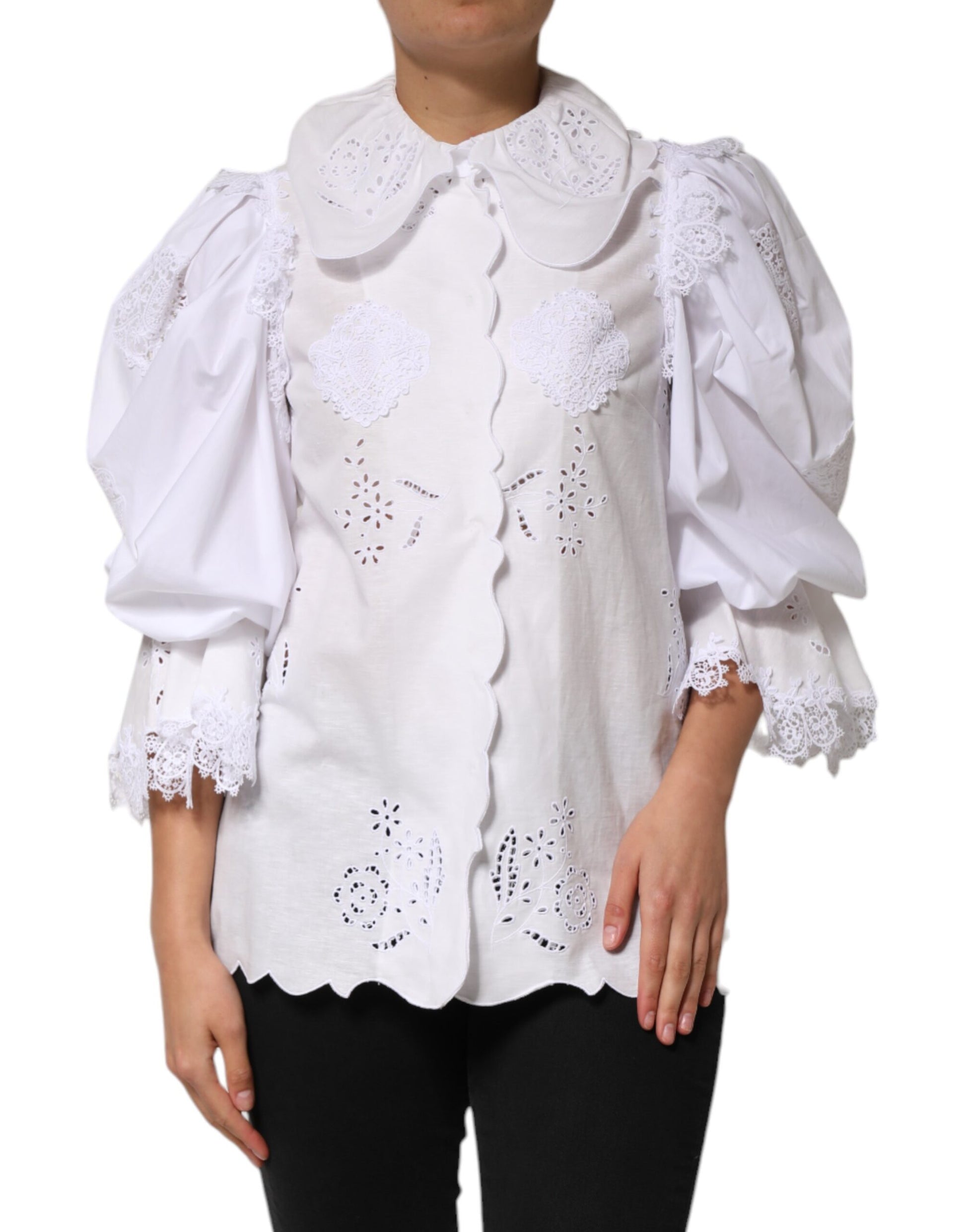 White lace sleeves on a shirt