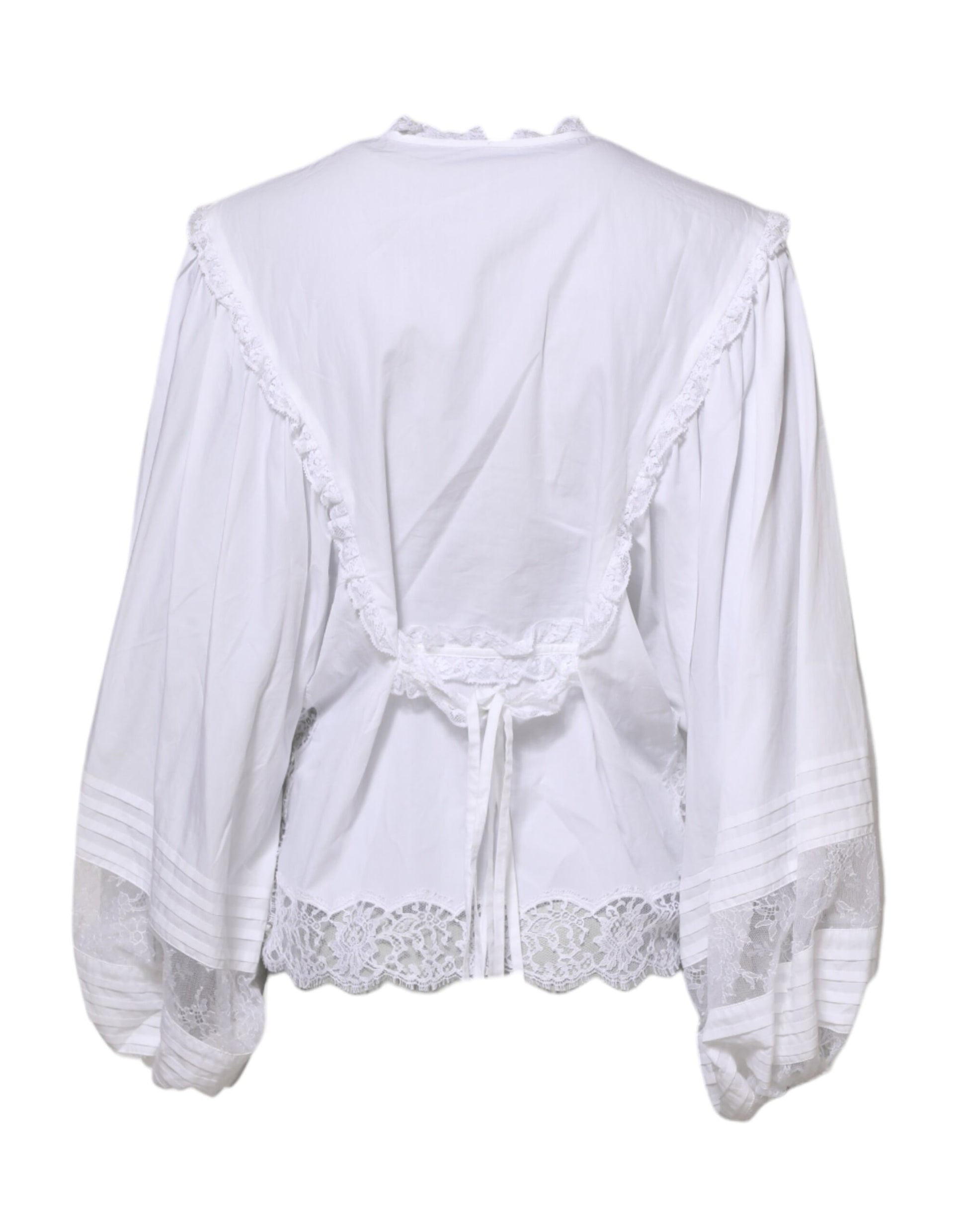White lace blouse with long sleeves