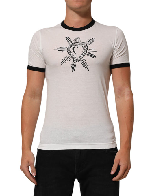 White t-shirt with black design on front