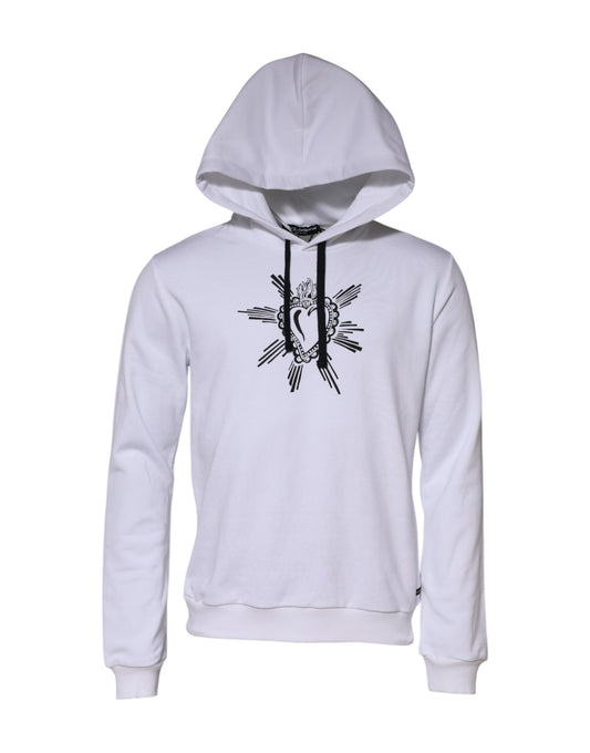 White hoodie with black design on front