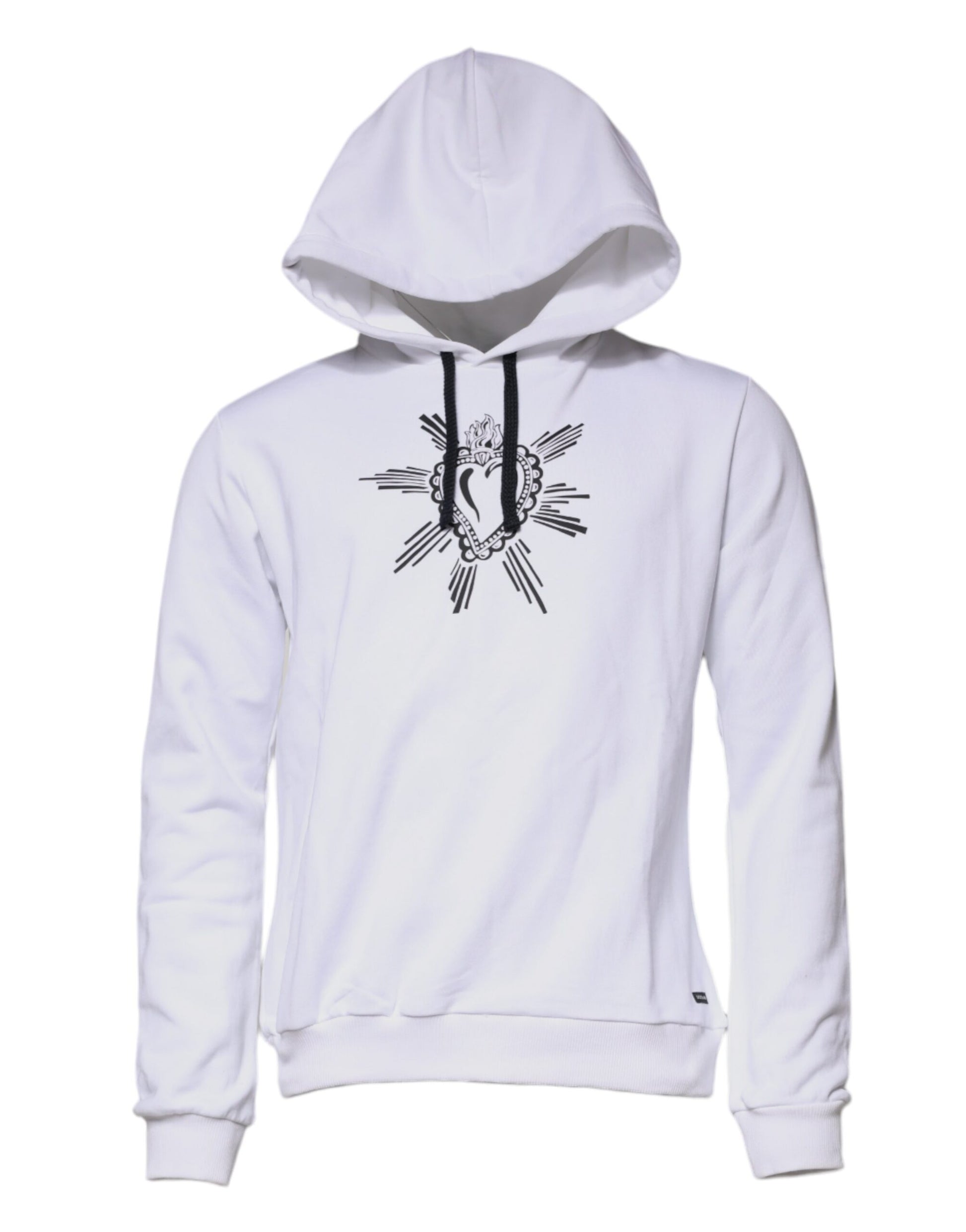 White hoodie with black design on front