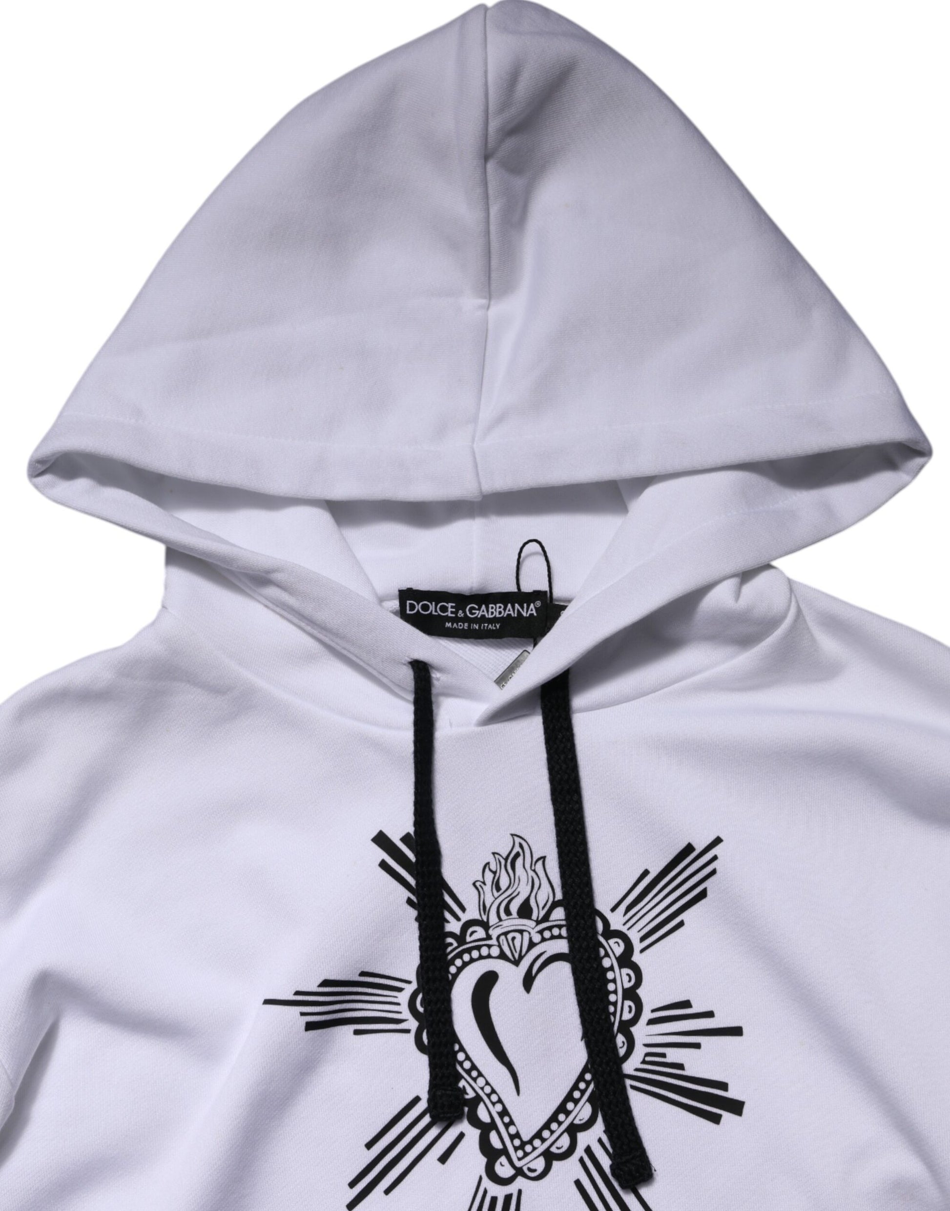 White hoodie with black design on front