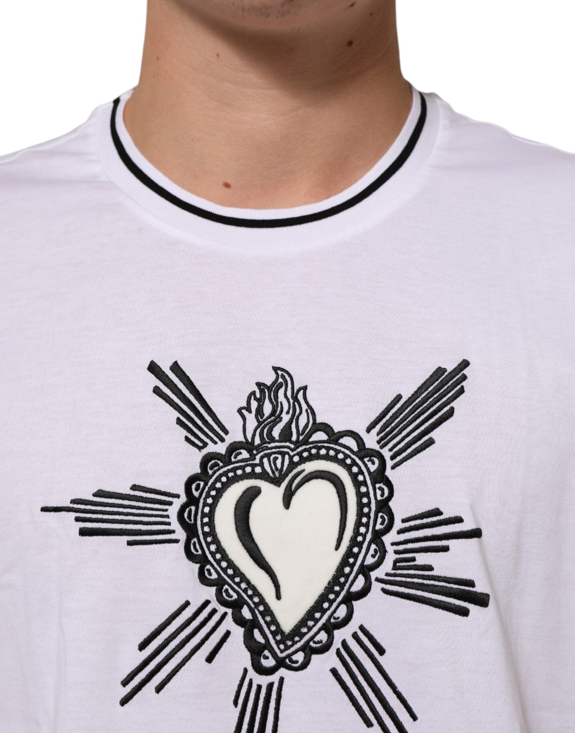 White t-shirt with black heart design