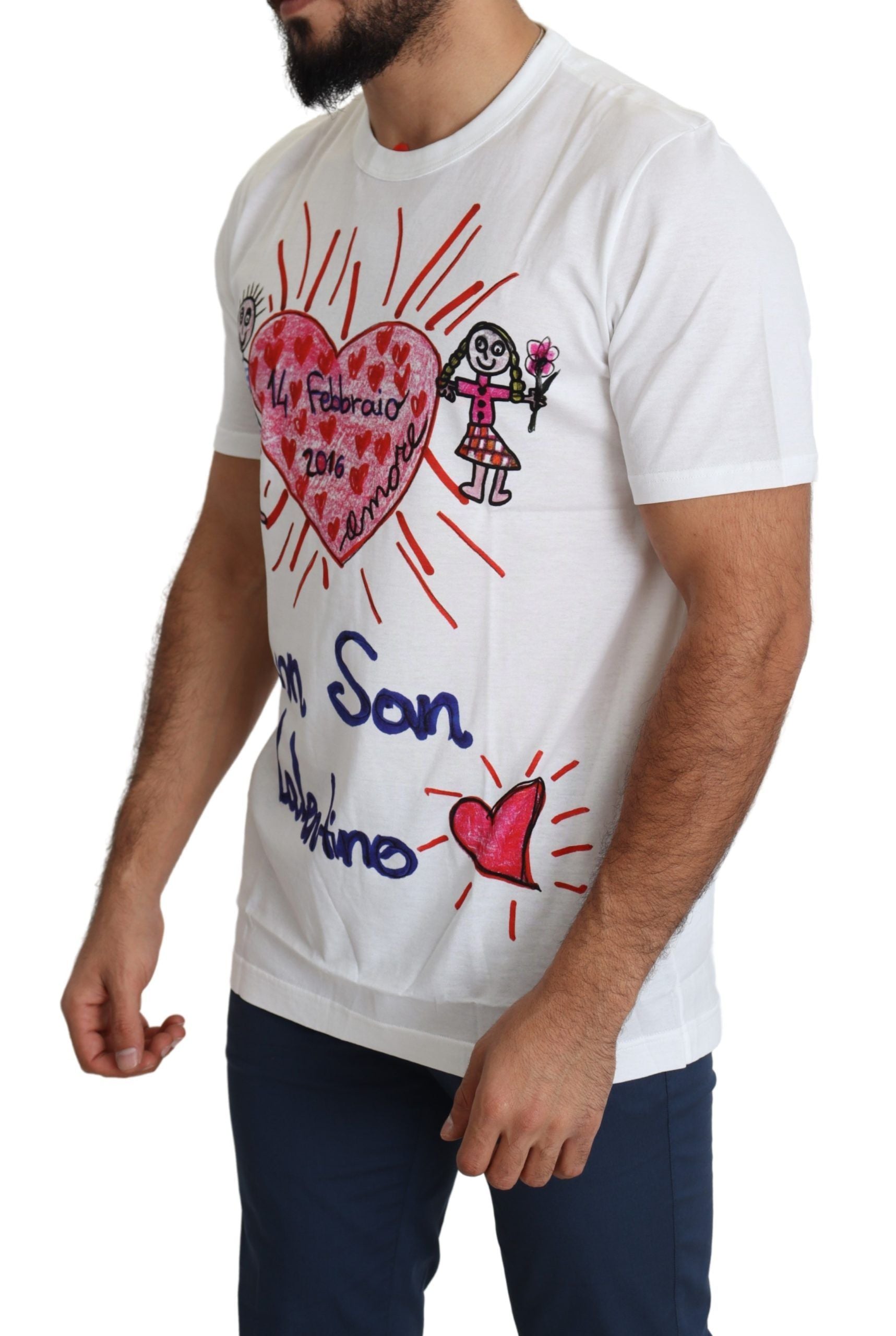 White t-shirt with hand drawn illustrations