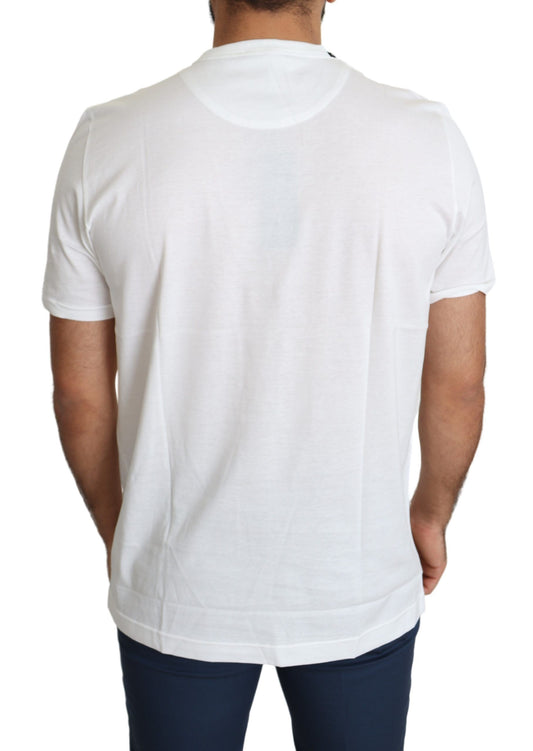 White short sleeve t-shirt on a man's back