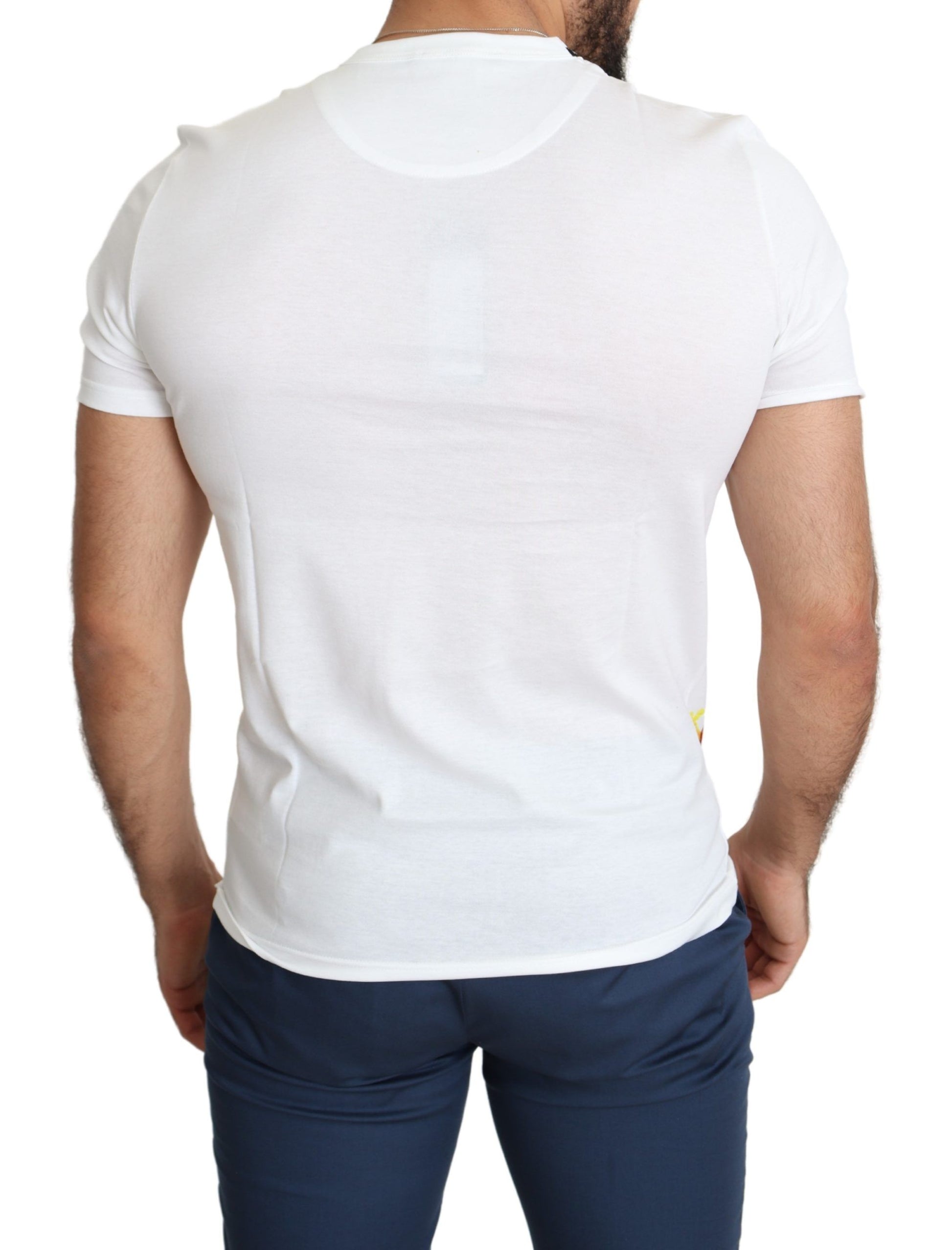 White t-shirt on man's back